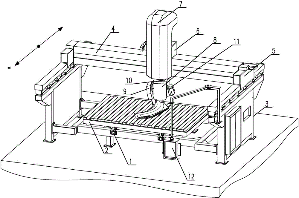 Numerical control five-shaft motion bridge type stone cutter