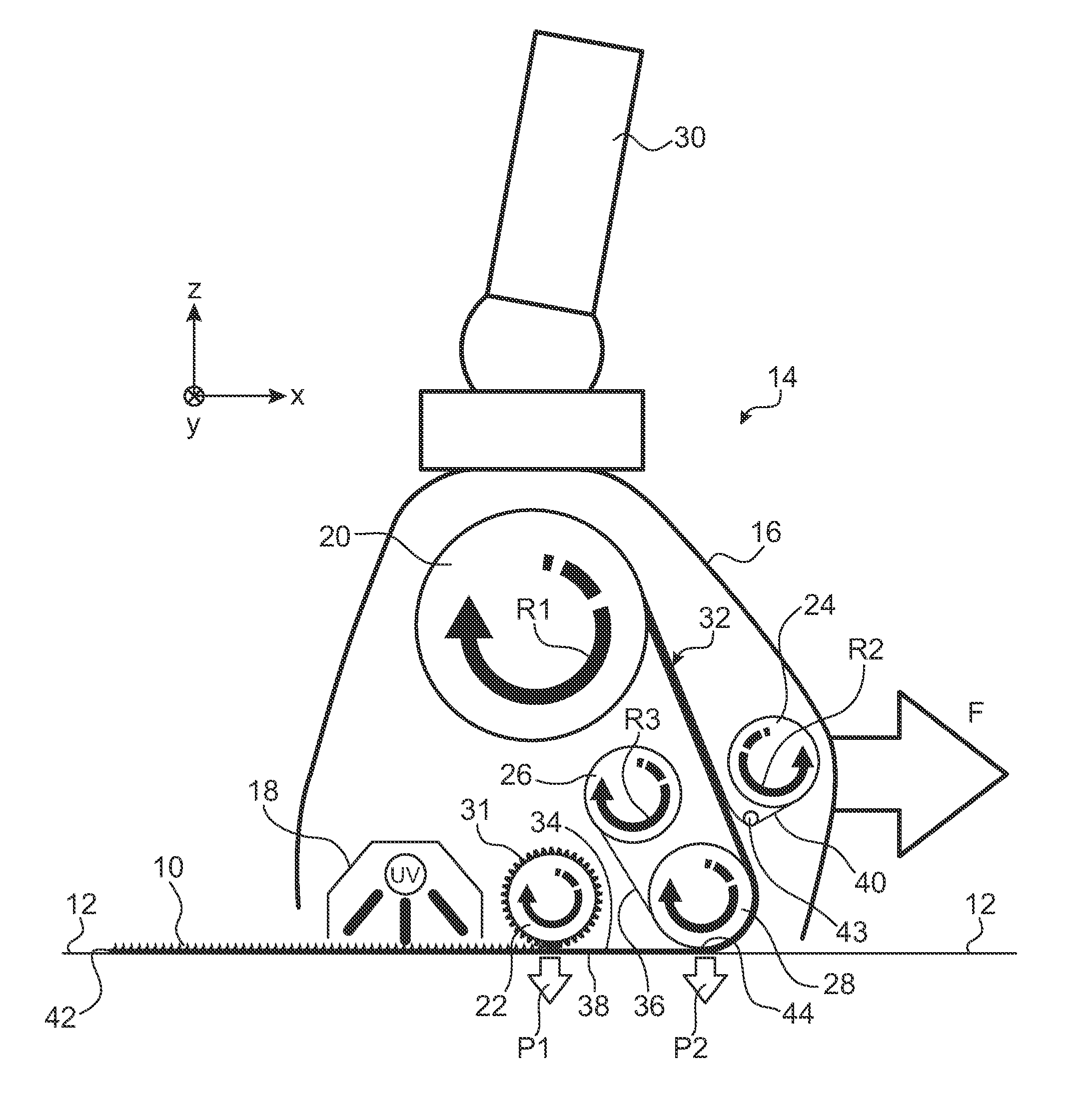 Device and method for applying a micostructured coating to a substrate using a prepolymerized resin tape