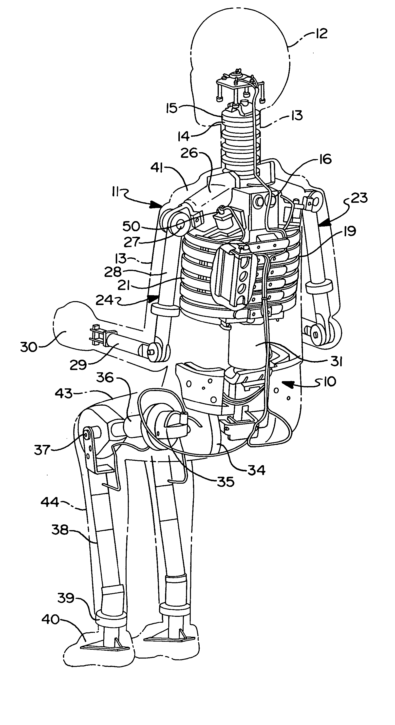 Flexible printed circuit cabling system for crash test dummy