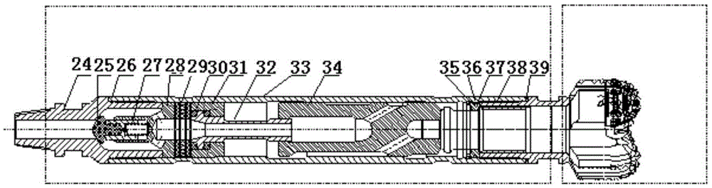 Combined cutting PDC (polycrystalline diamond compact) bit provided with breaking hammer