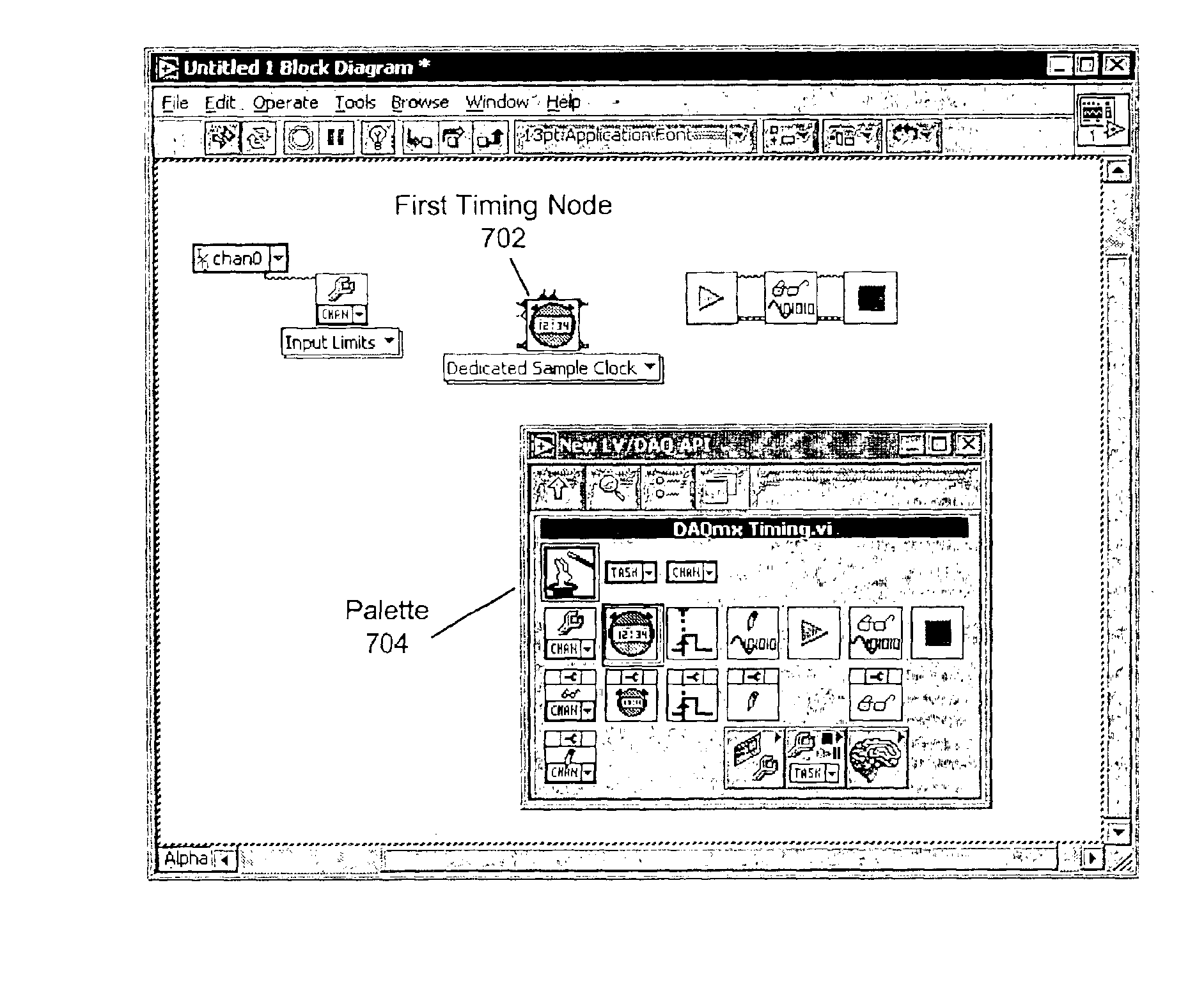 Specifying timing and triggering functionality in a graphical program using graphical program nodes