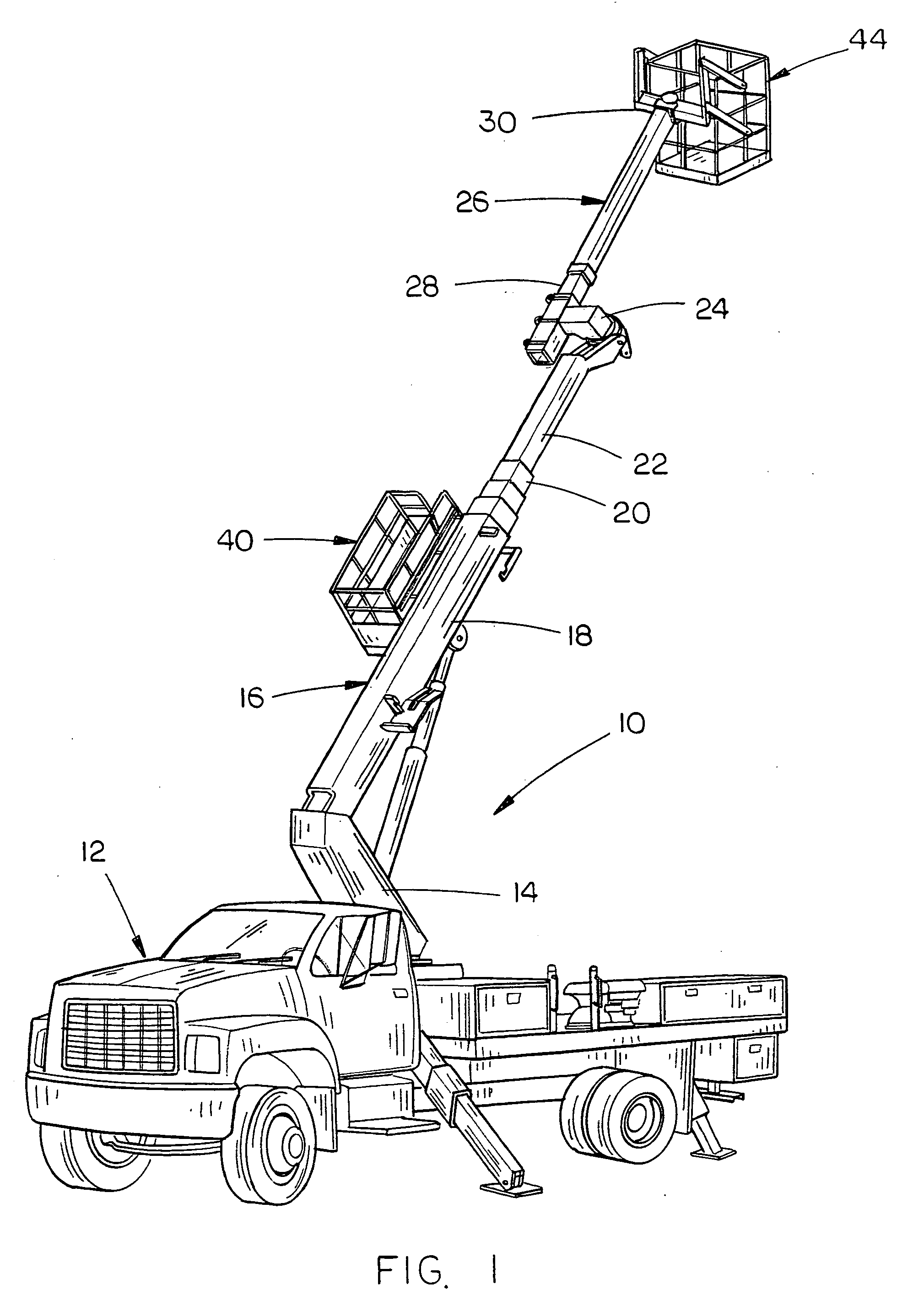 Aerial lift including a stowable jim boom and stowable work platform