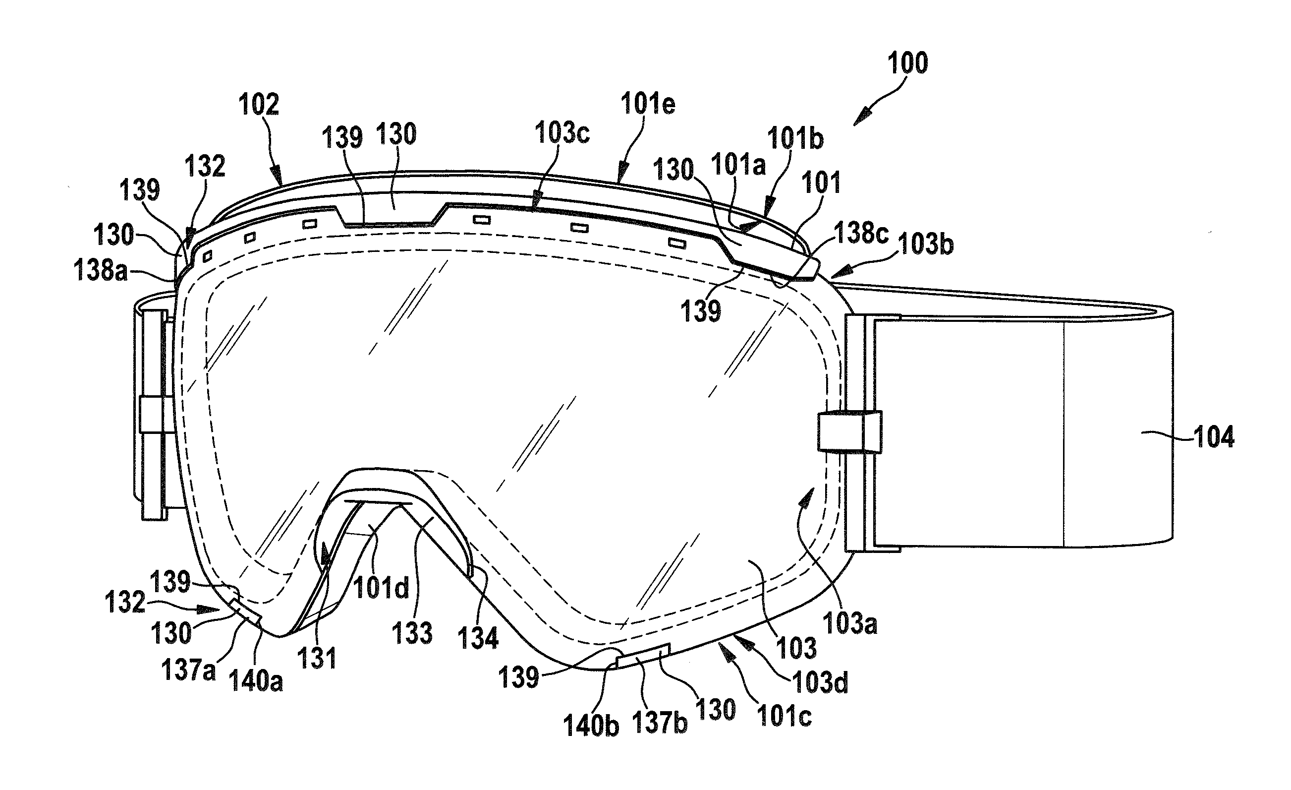 Ski goggles with interchangeable nose bridge