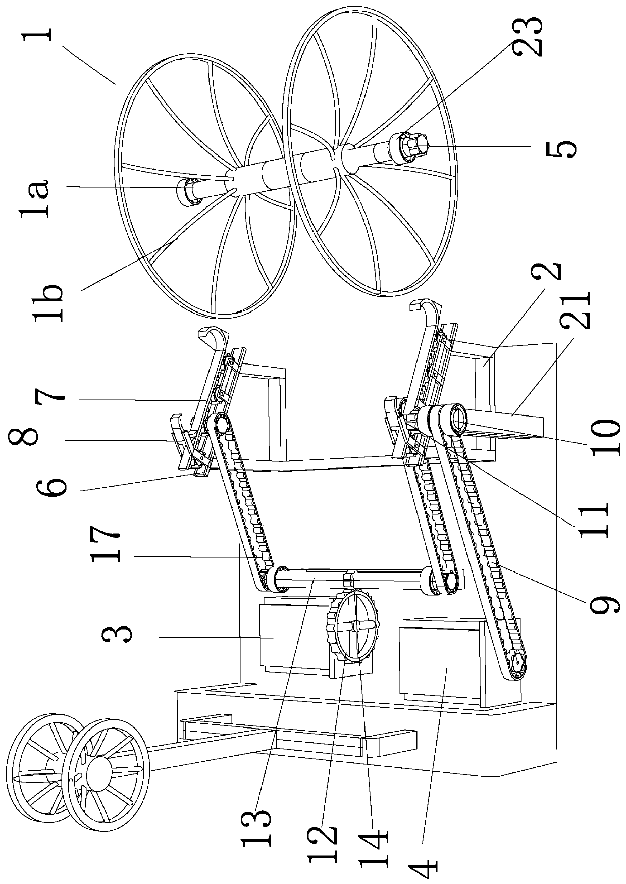 Portable winding and unwinding device for mussel breeding seedling rope reel