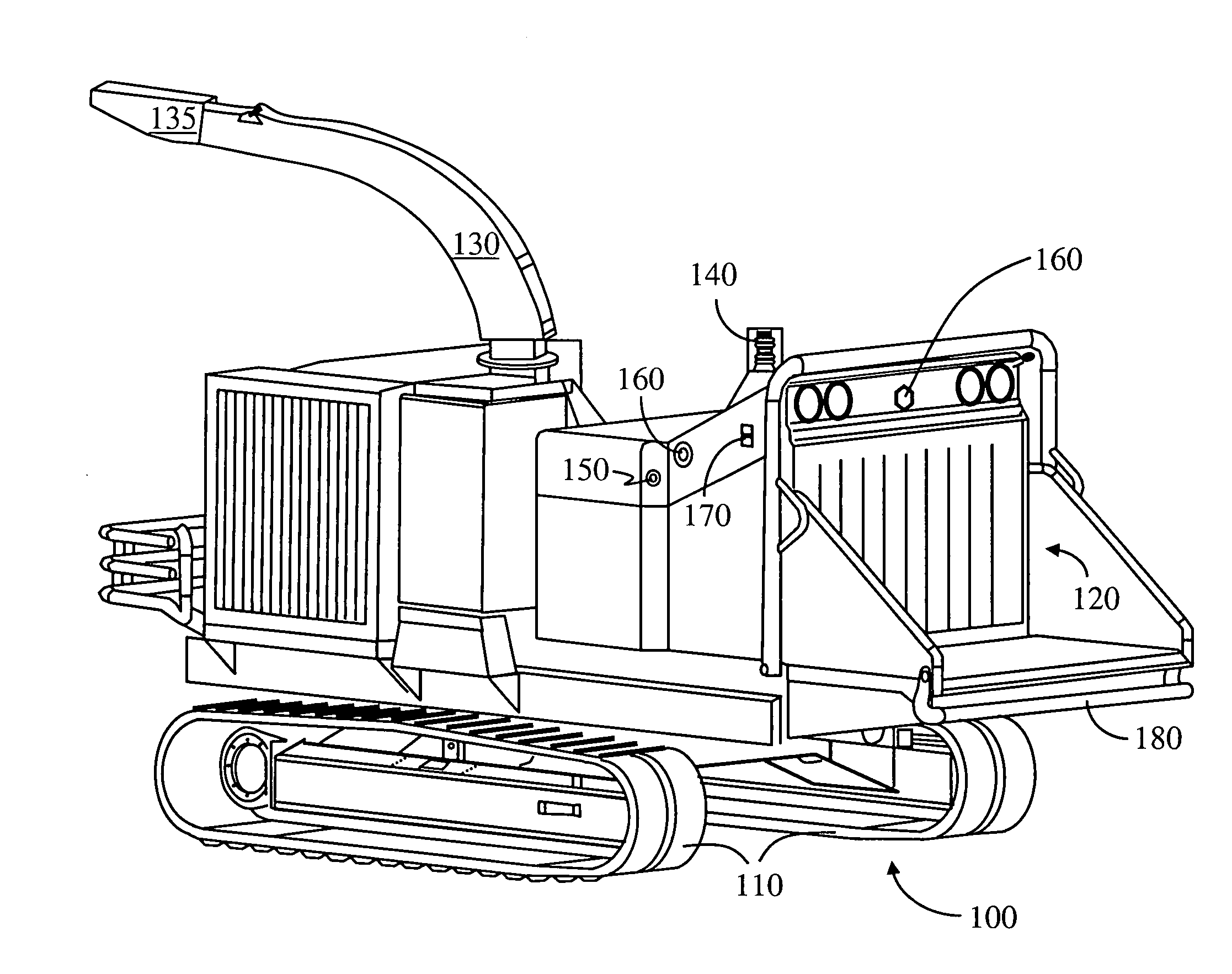 Remote operated brush chipper with conspicuity light