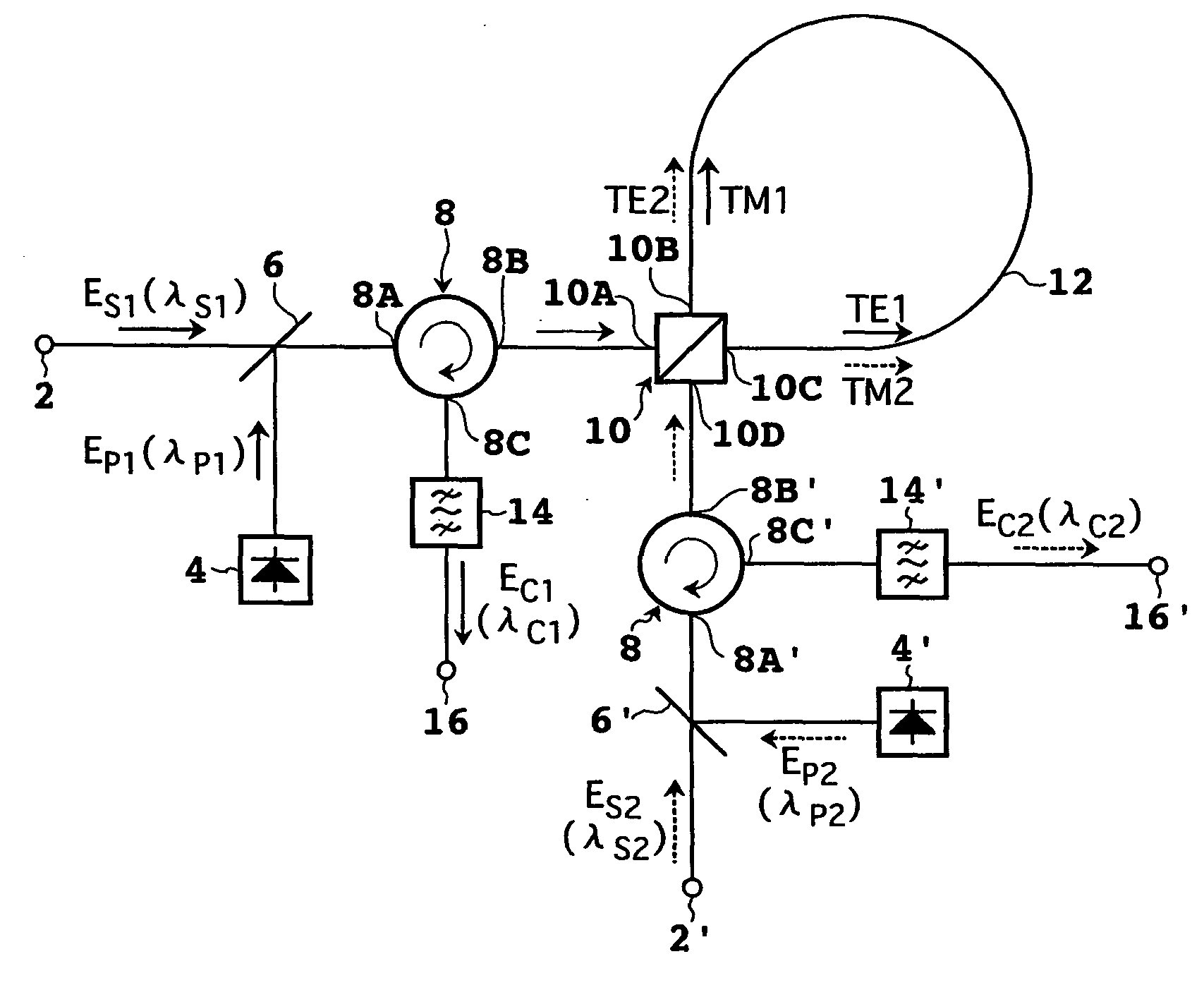 Device and system for phase conjugate conversion and wavelength conversion