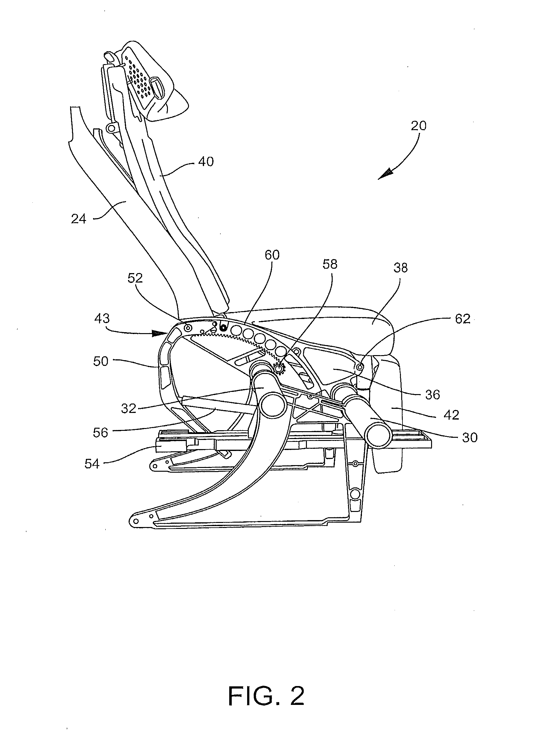 Cradle recline mechanism for fixed-shell aircraft seat