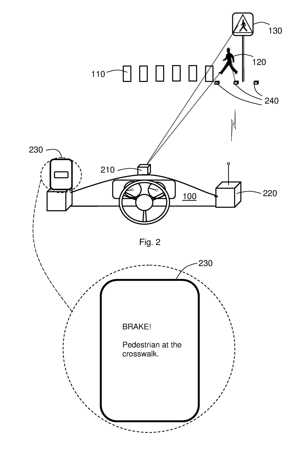 Method and control unit for avoiding an accident at a crosswalk