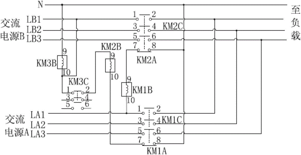 Two-way power supply automatic switching power supply circuit