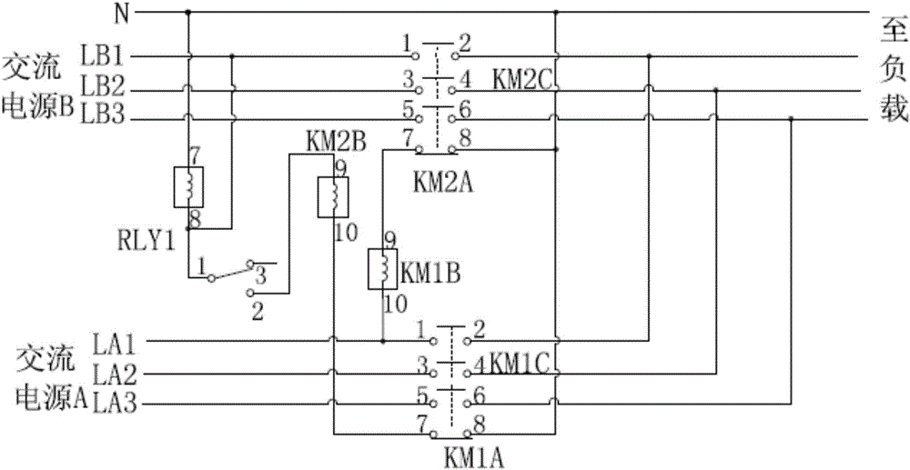 Two-way power supply automatic switching power supply circuit