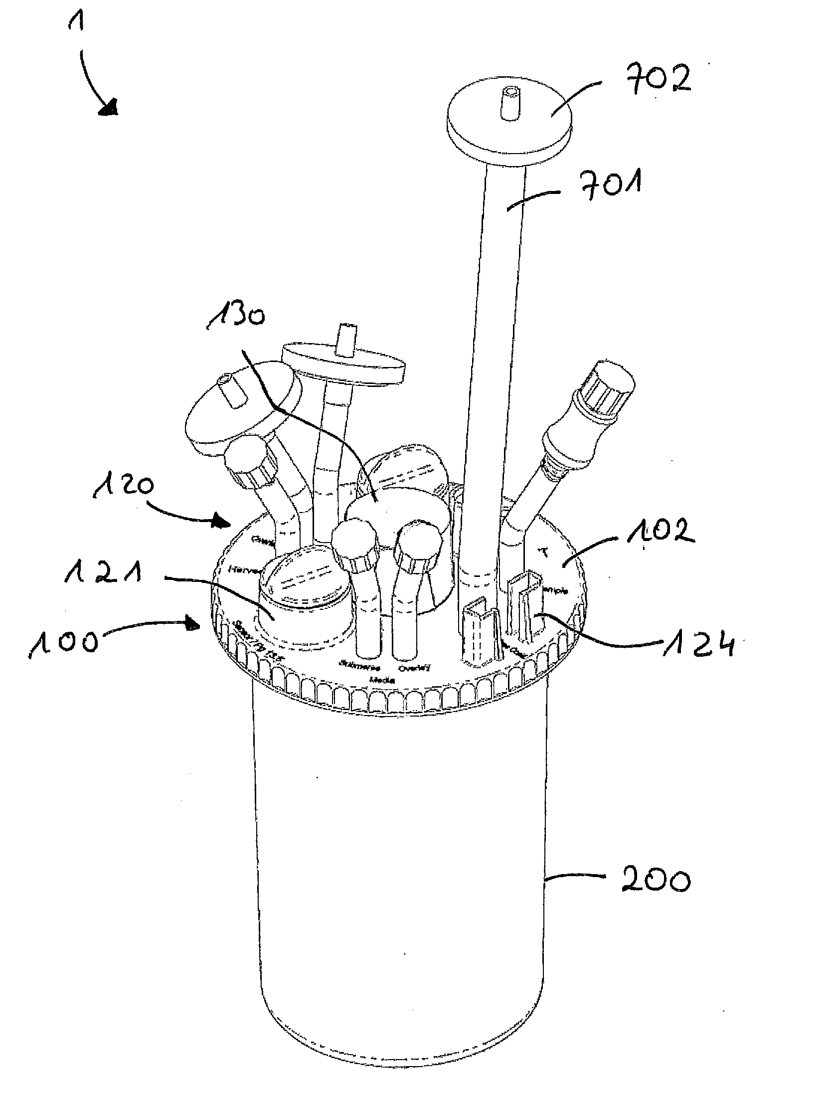 Single-use bioreactor and head plate, and a process for manufacturing same