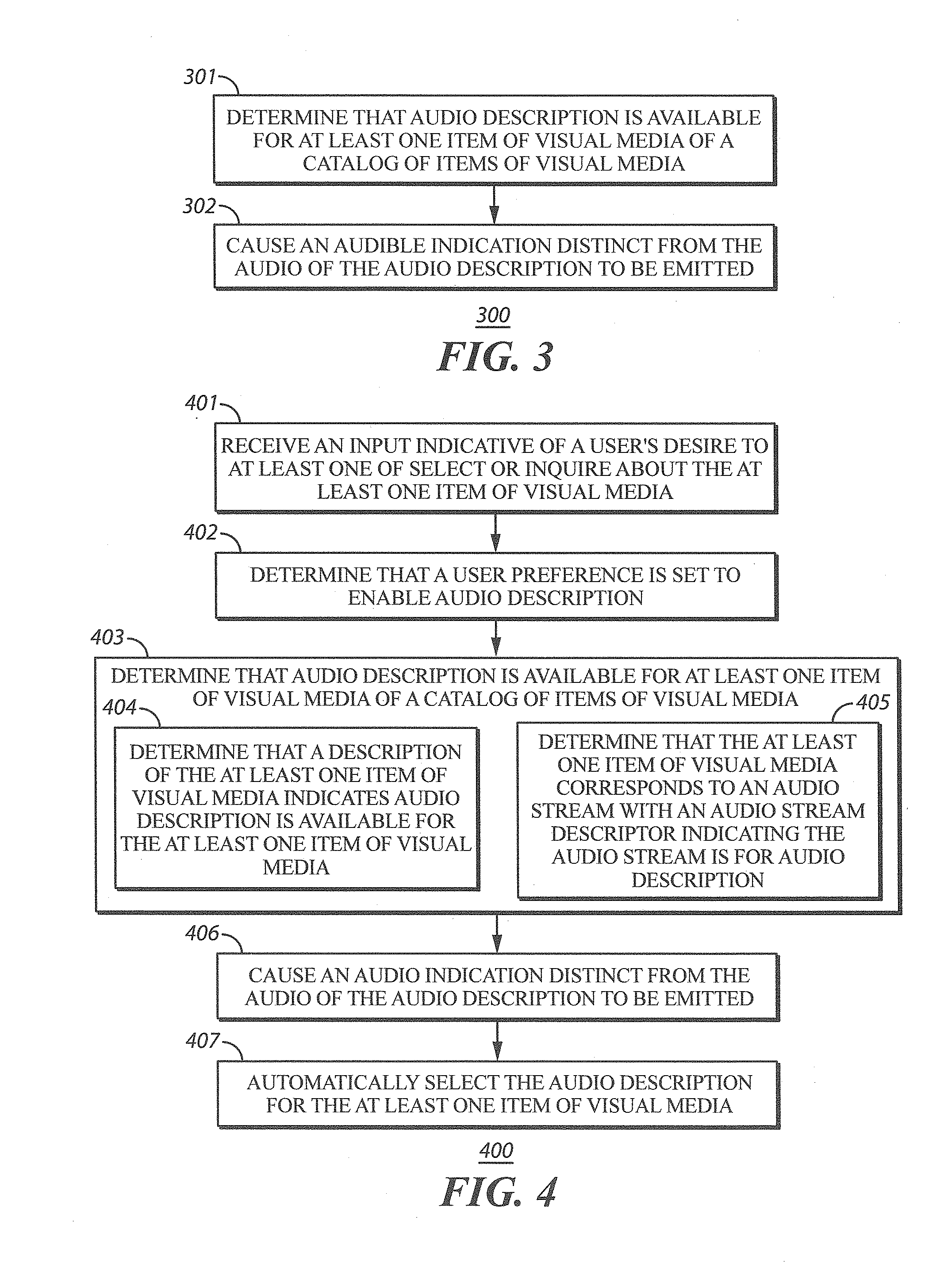 Audio description availability notifier