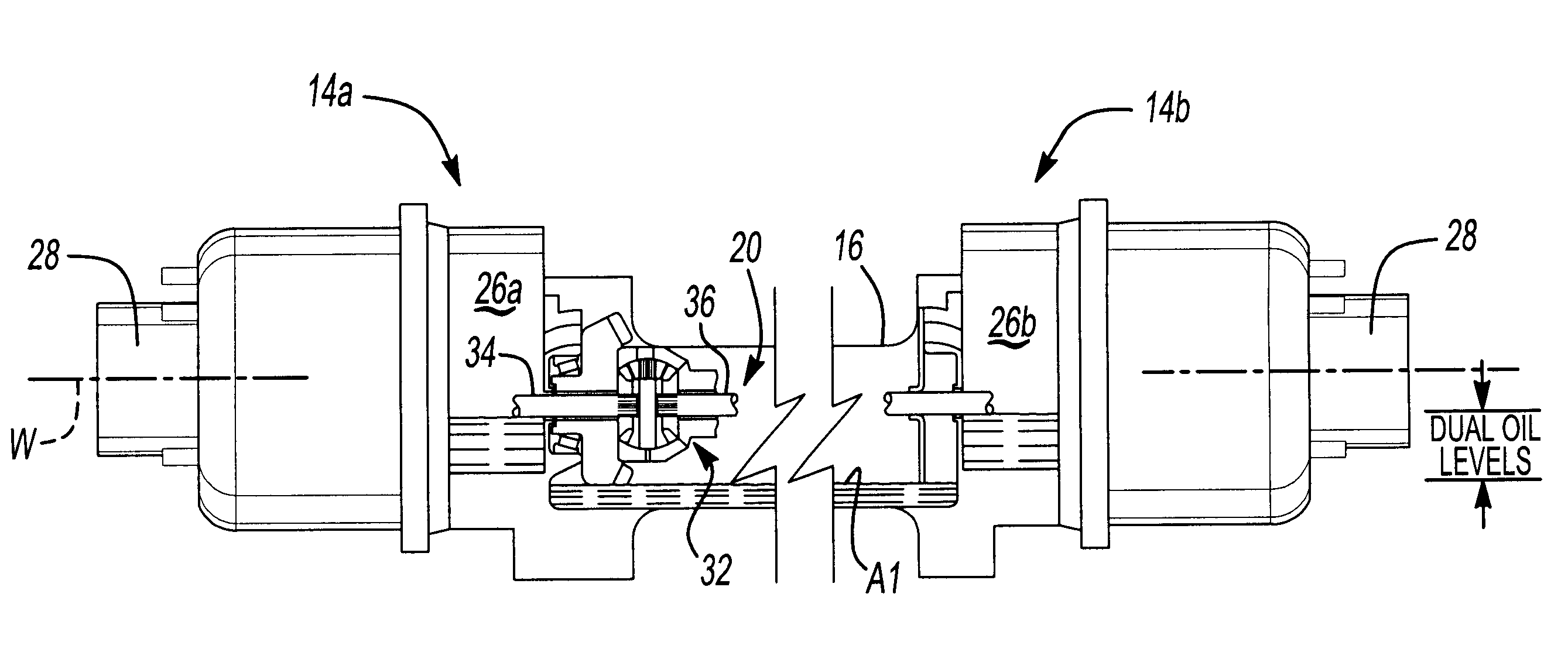 Dual level inverted portal axle lubrication configuration