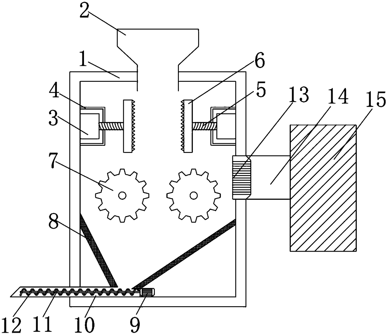 Waste asphalt reclaimed material crushing device