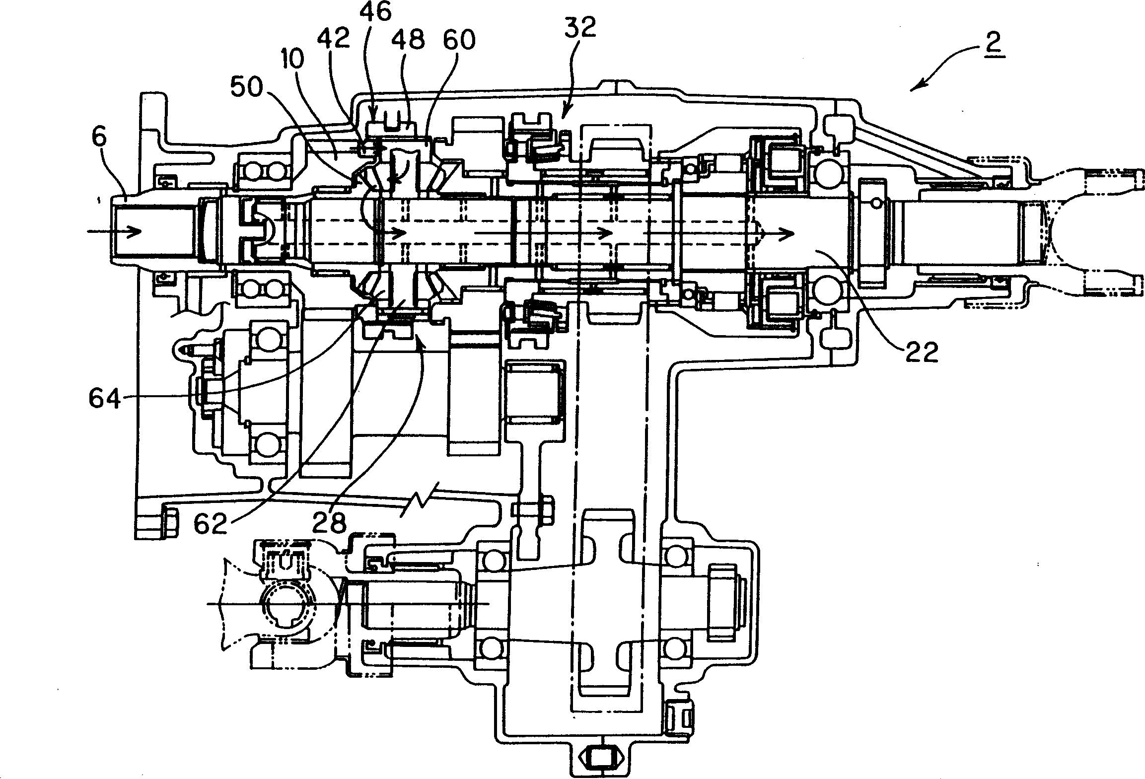 Transfer device for four-wheel driven vehicle