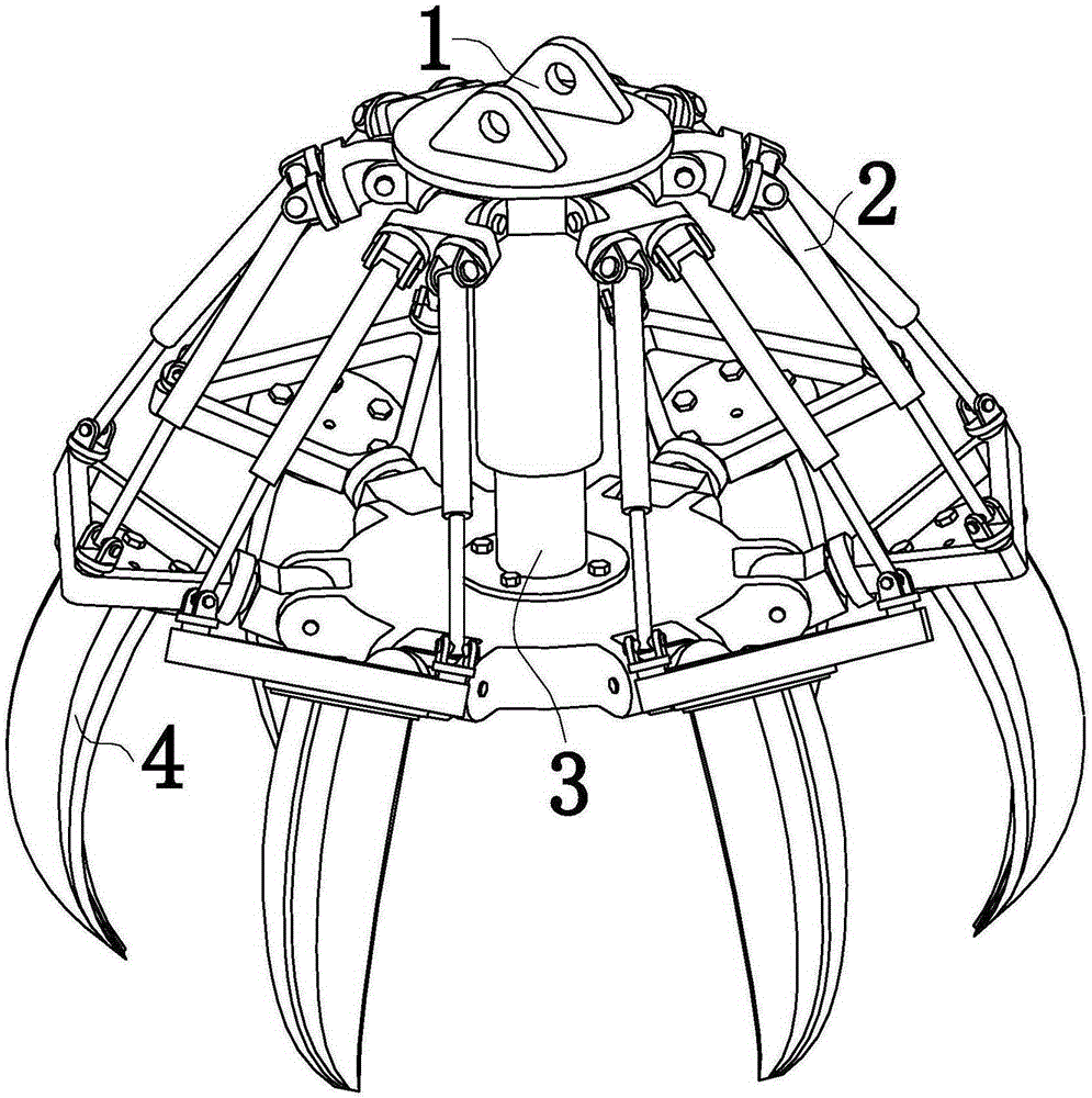 Adjustable grab bucket based on parallel mechanism control