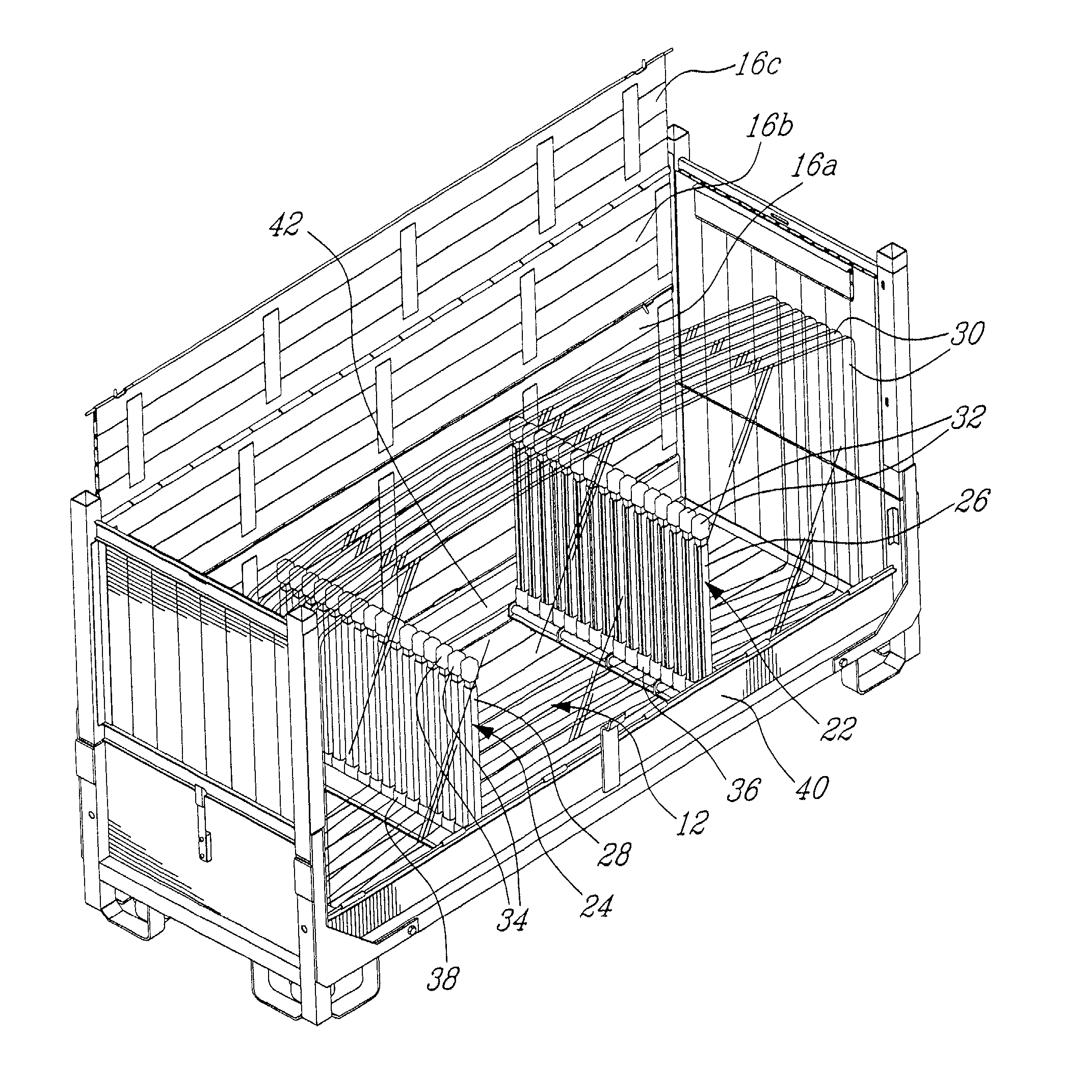 Crate for carrying glass panels