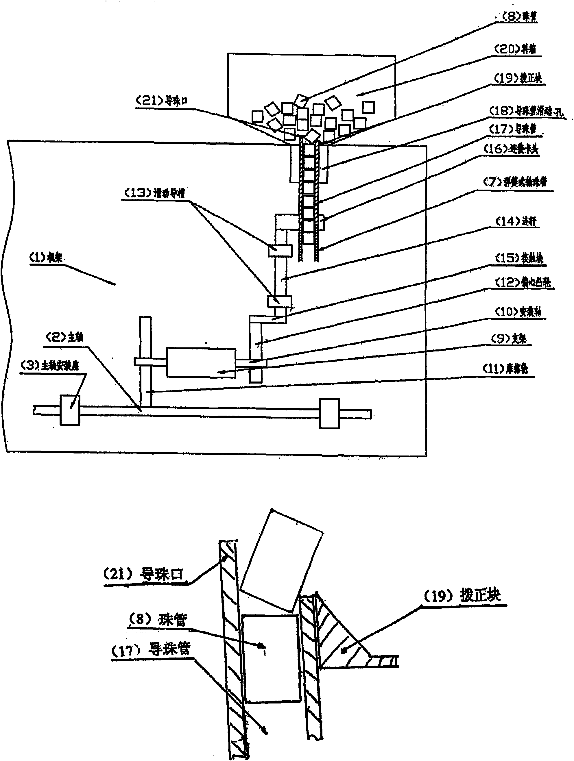 Device and bead pipe adding on common embroidery machine for arranging bead pipe direction