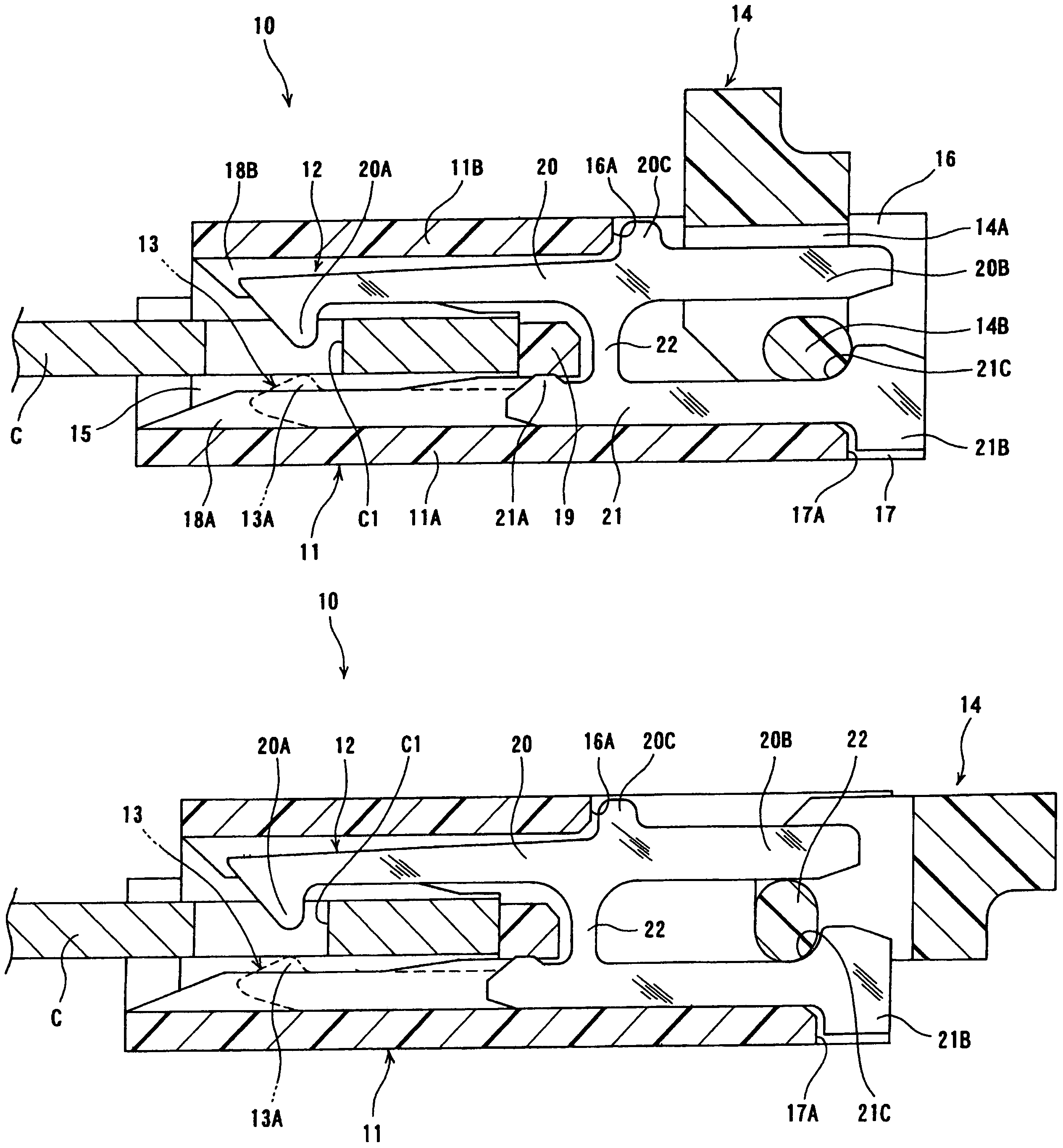 Electrical connector for a flat-type cable