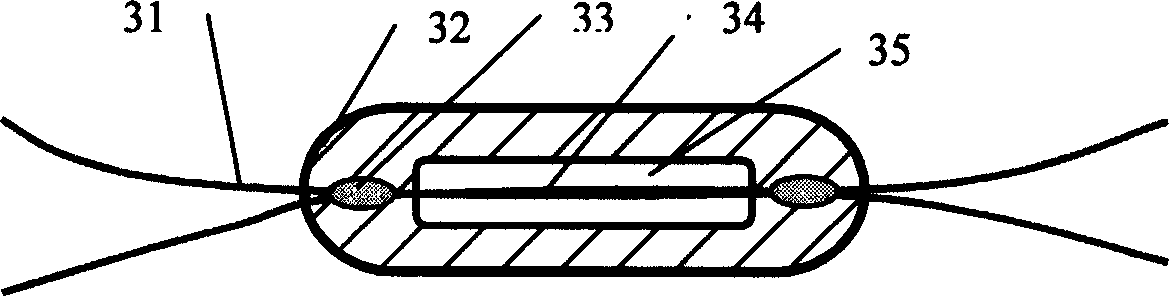 Coupled type monomode fiber fadeout wave sensor