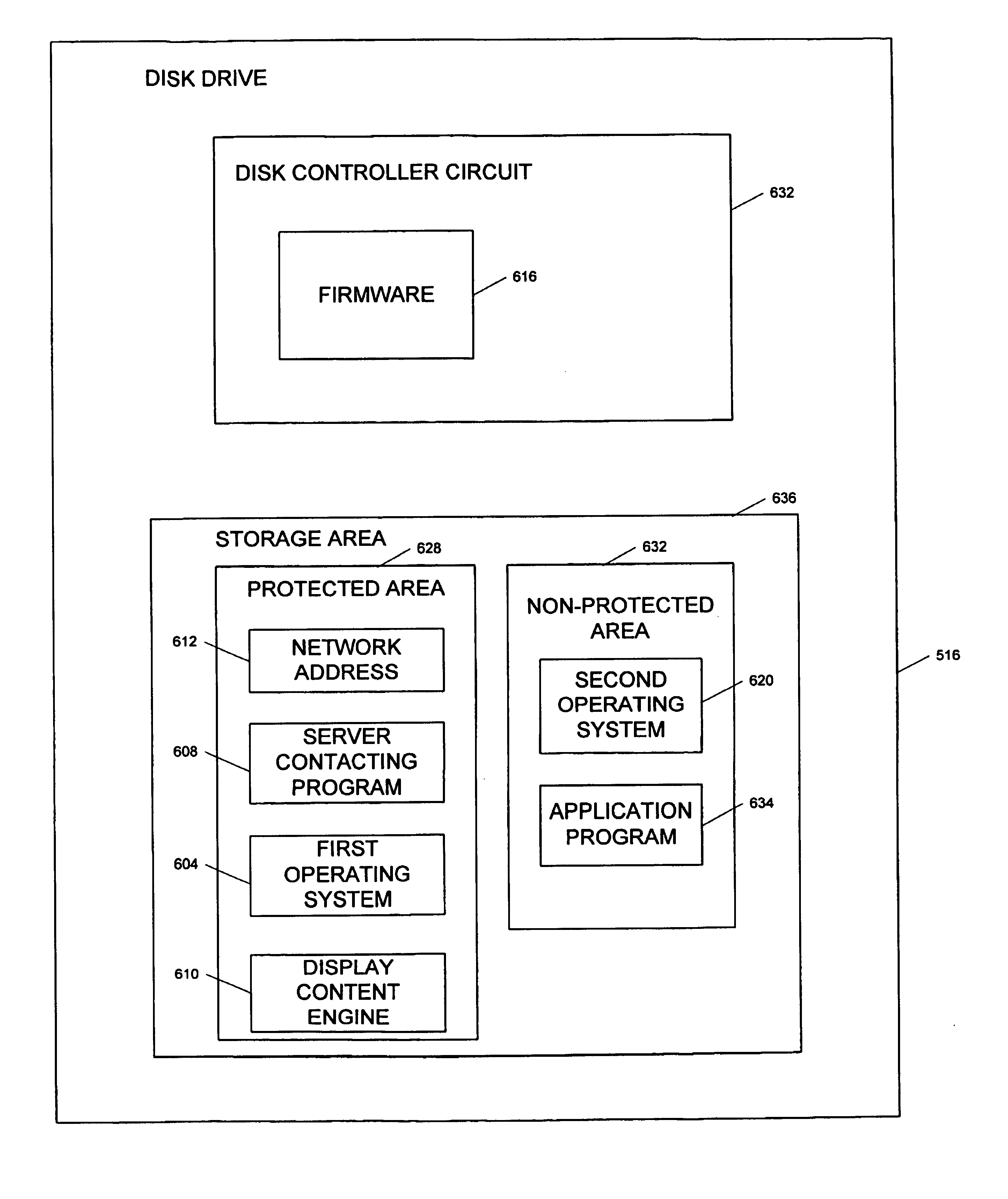 Computer network and connection method for connecting a personal computer and a content delivery system using a disk drive which includes a network address and server-contacting program