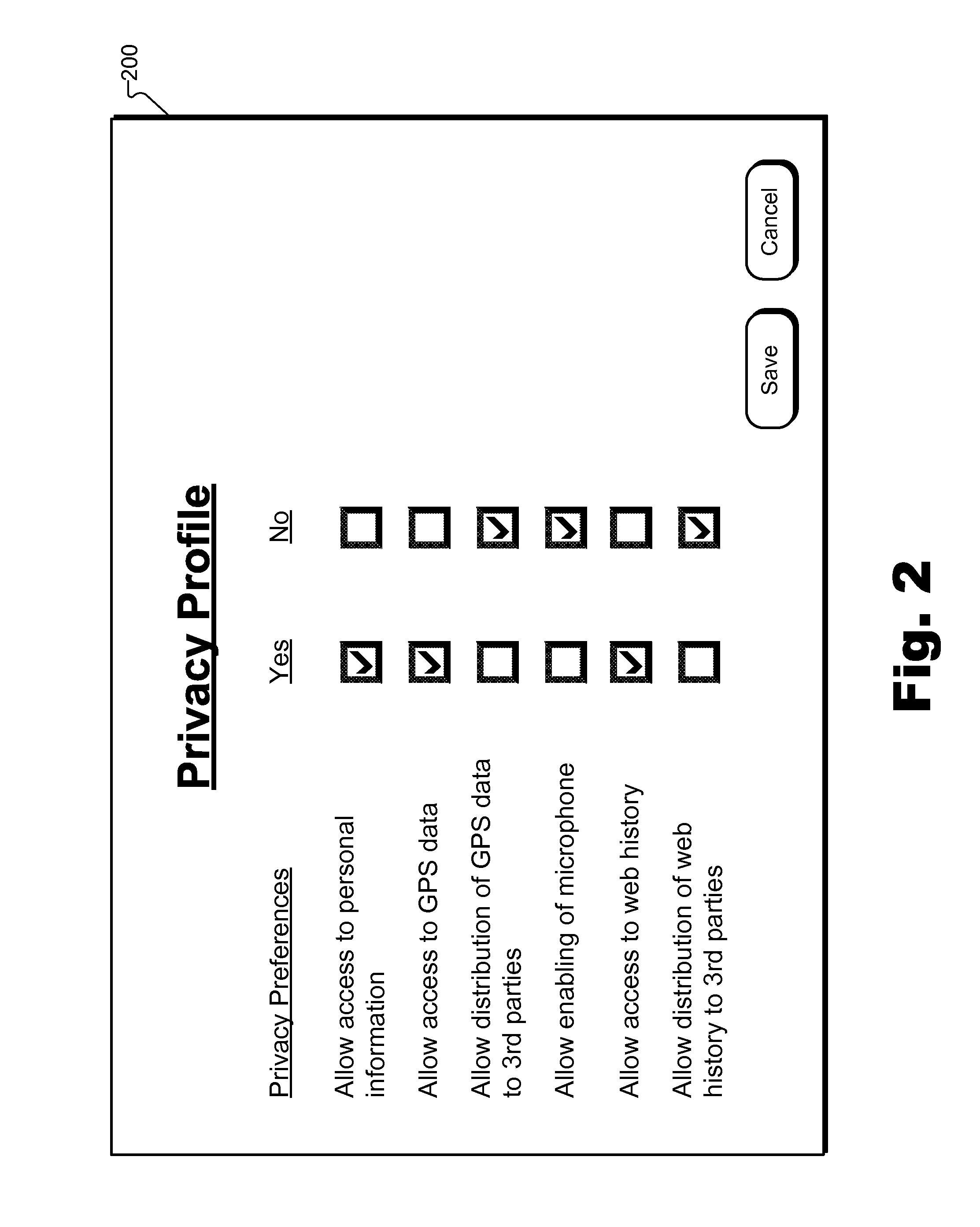 Methods and systems for providing a notification of a compliance level of an application with respect to a privacy profile associated with a user