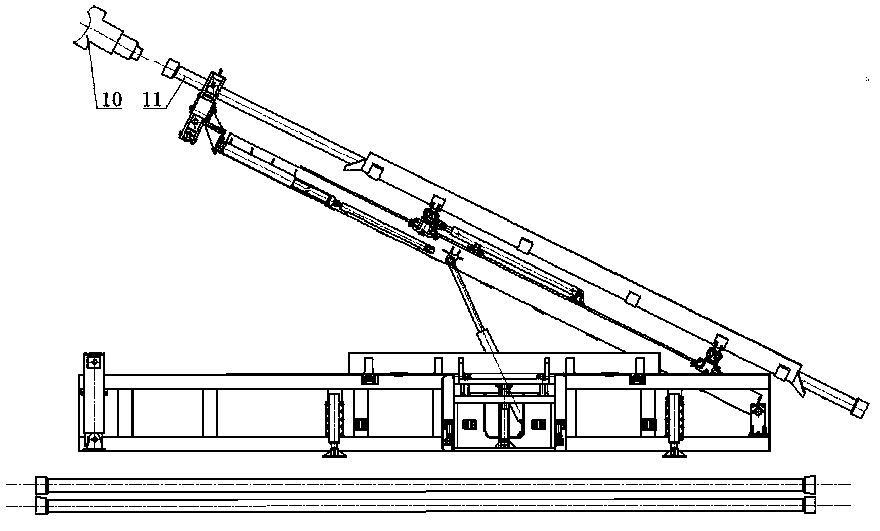 Truck-mounted drilling rig rod changing device