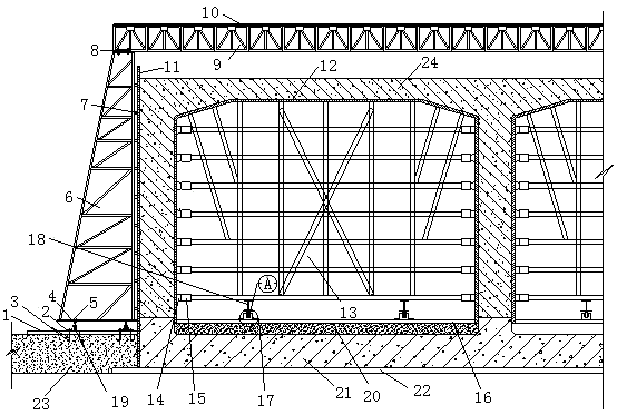 Construction method of large-cross-section, porous, super-long and cast-in-place box culvert