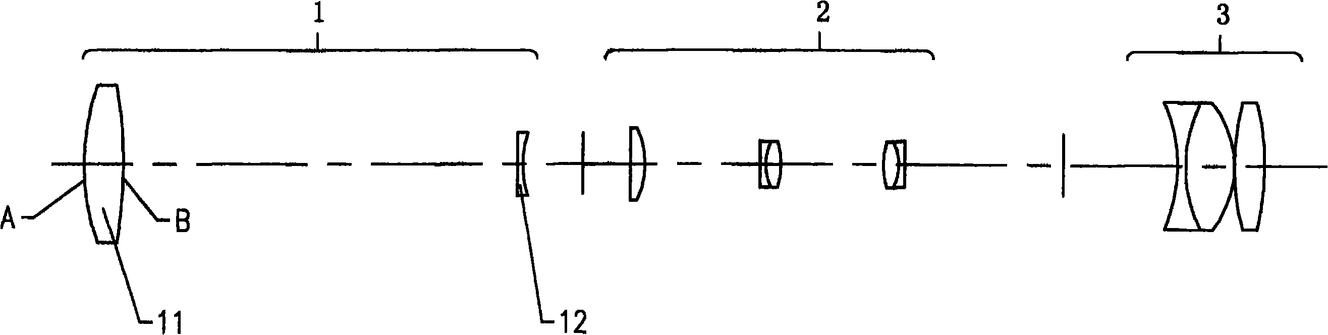 Optical system of sighting telescope for portable gun