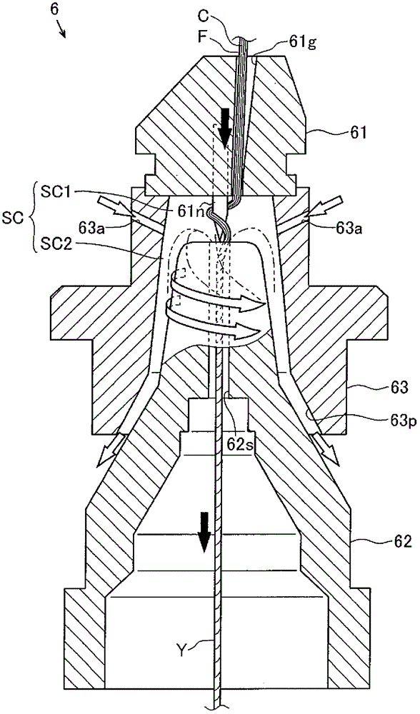 Core thread supply device and spinning machine equipped with core thread supply device