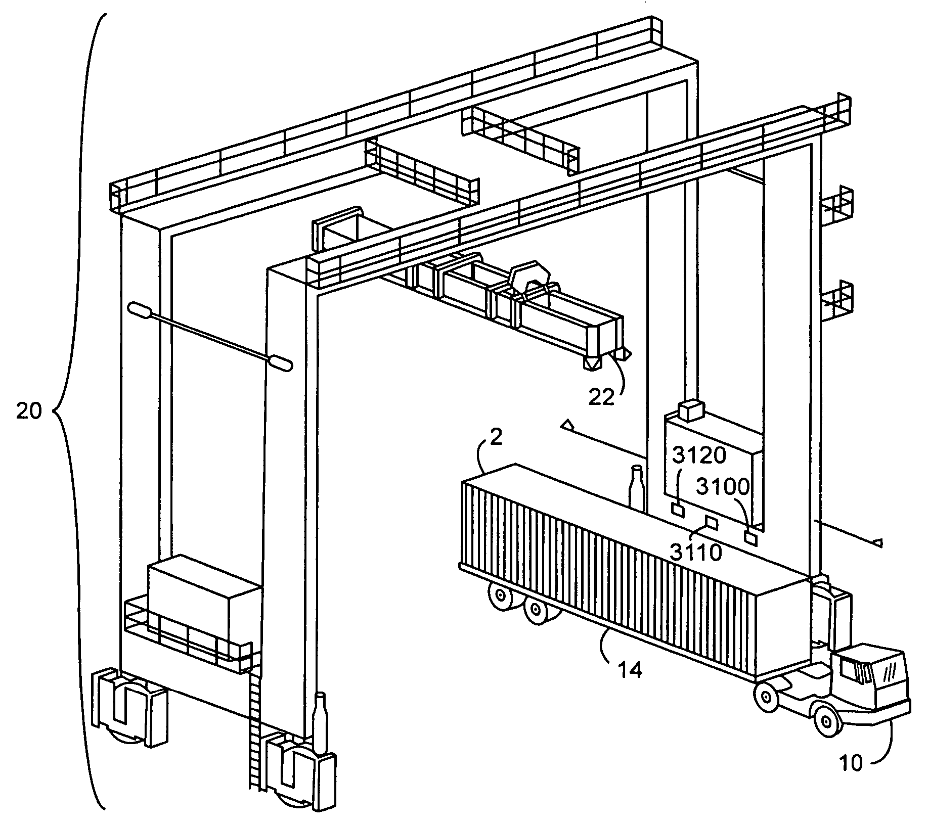 Method and apparatus using radio-location tags to report status for a container handler