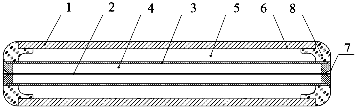 Composite liquid rock breaking rod used for generating controllable shock waves and manufacturing method of composite liquid rock breaking rod