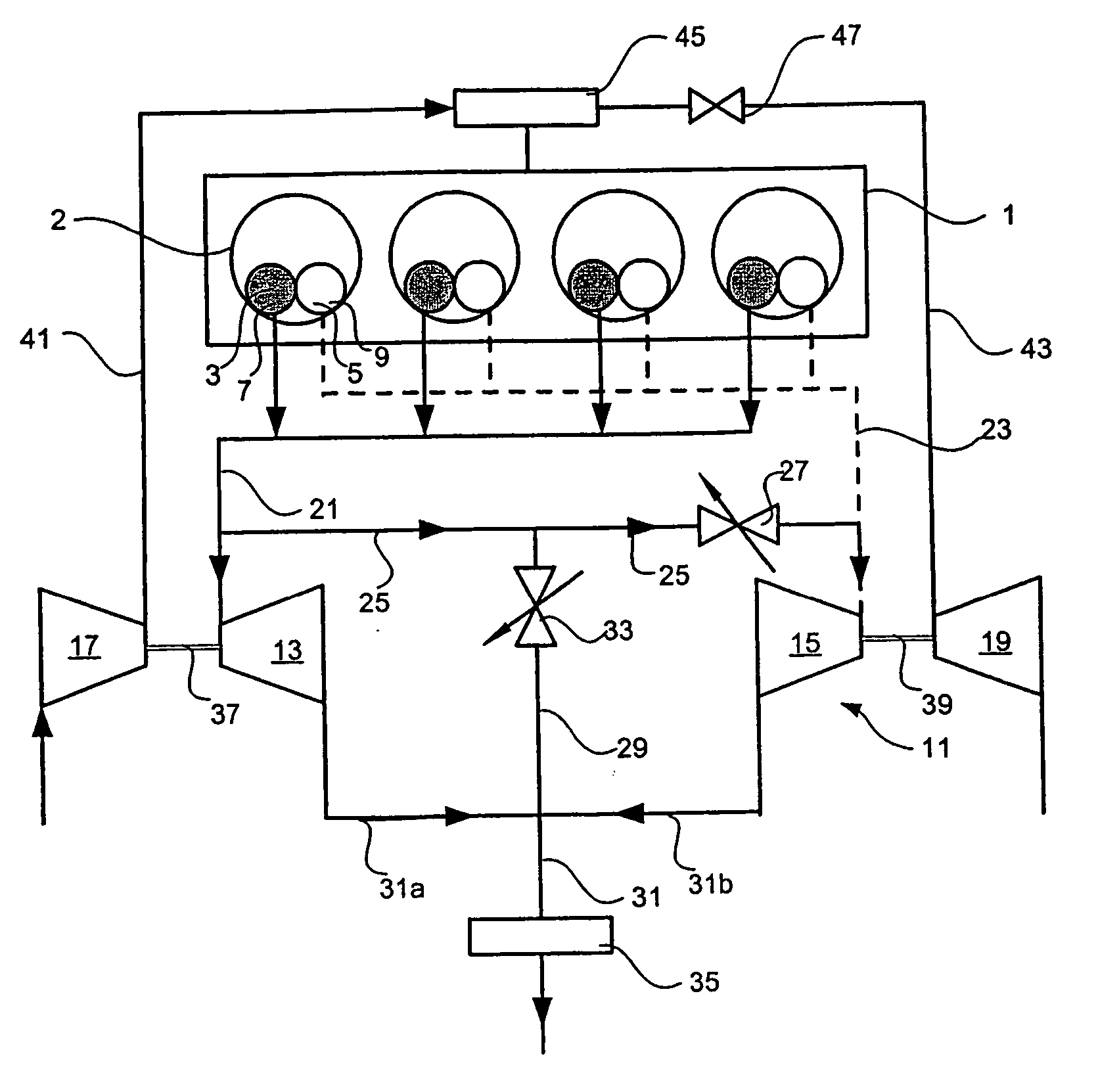 Control of exhaust to a turbo of internal combustion engine