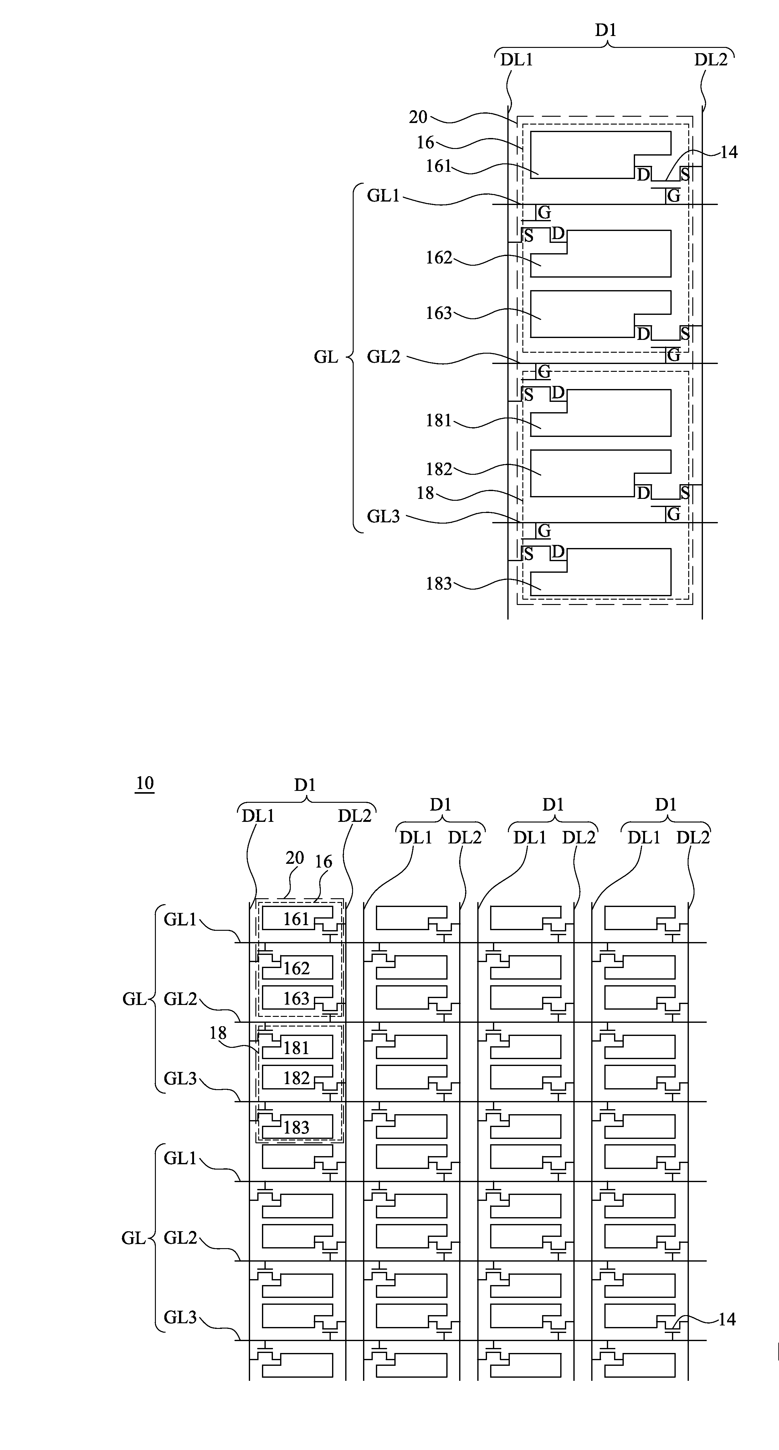 Array substrate of a display panel and the driving method thereof