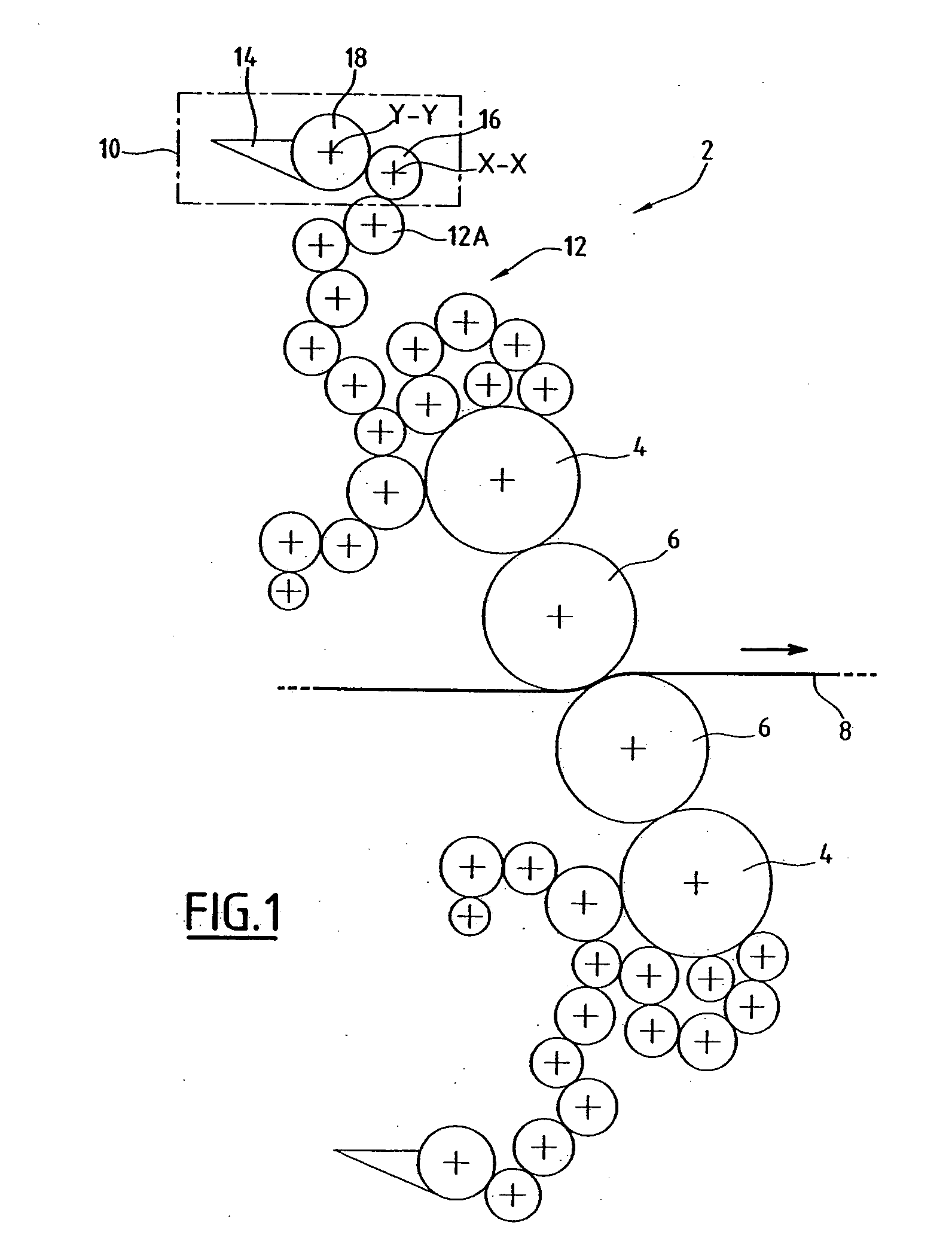 Inking device and corresponding adjustment method