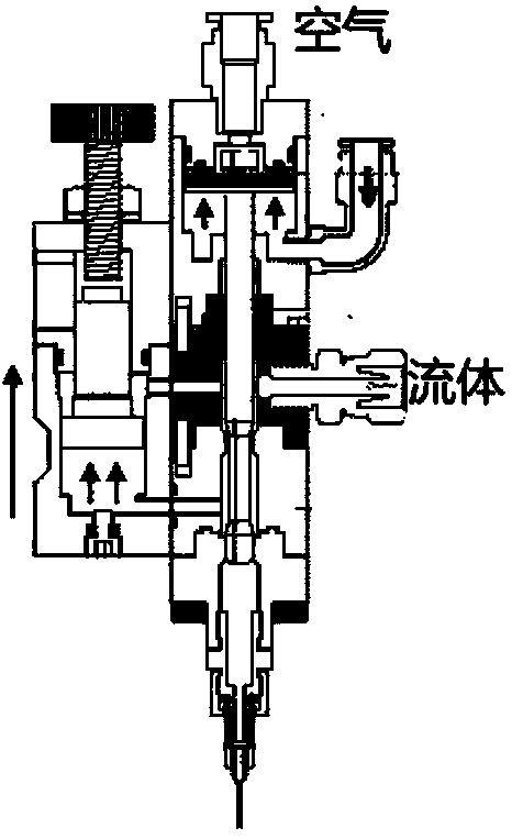 Jetting glue dispensing valve device and jetting glue dispensing method