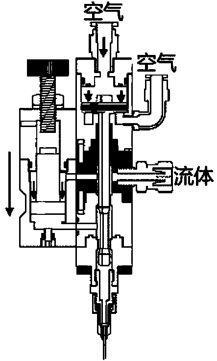 Jetting glue dispensing valve device and jetting glue dispensing method