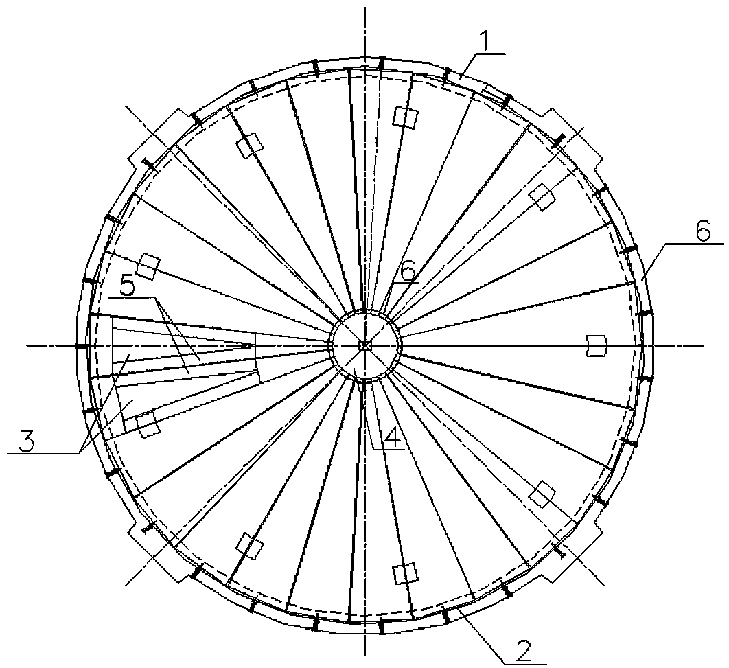 Construction method of prefabricated pressure relief cone of rebar concrete silo structure