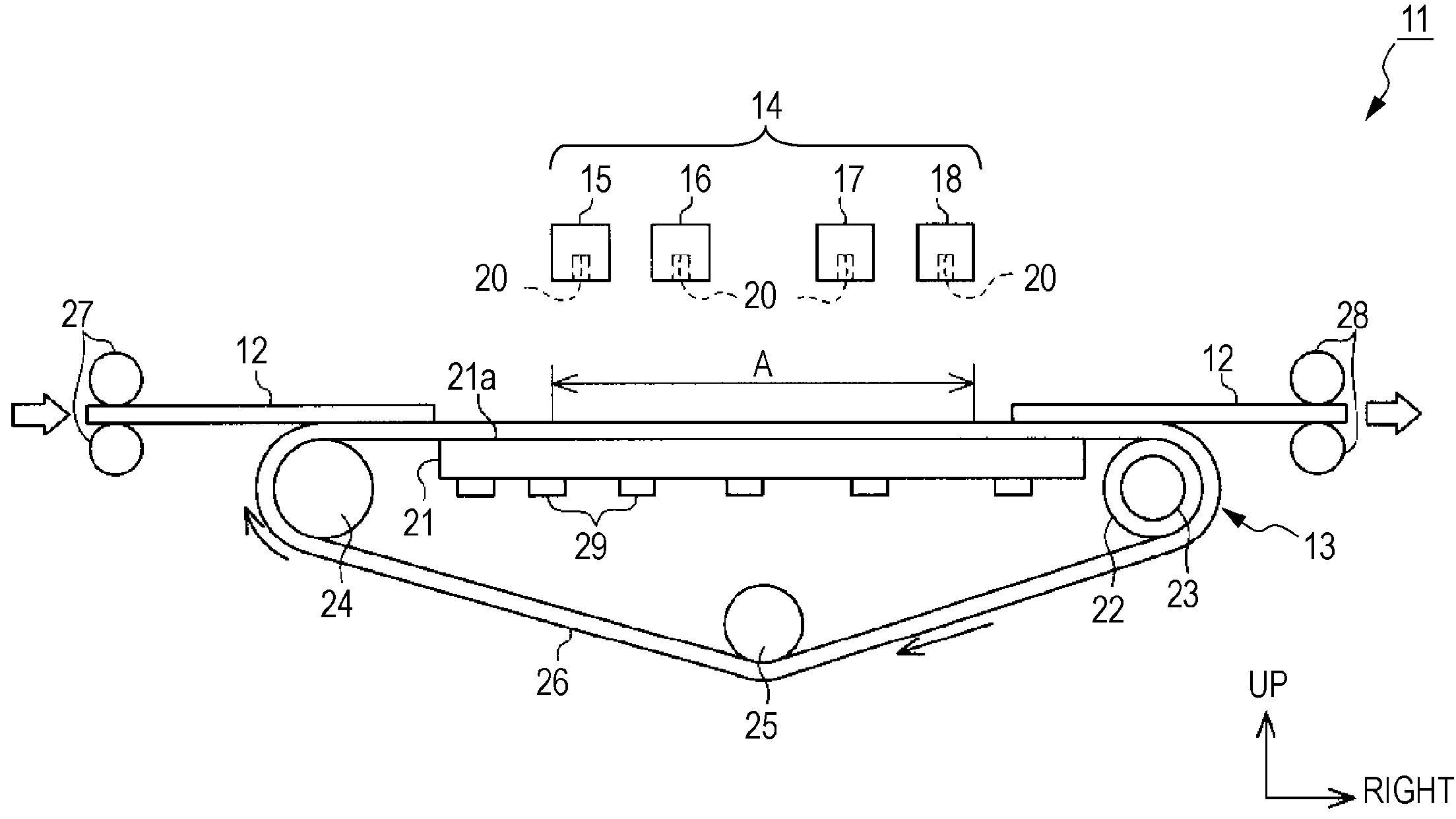 Printing apparatus, target transport device, and target transport method