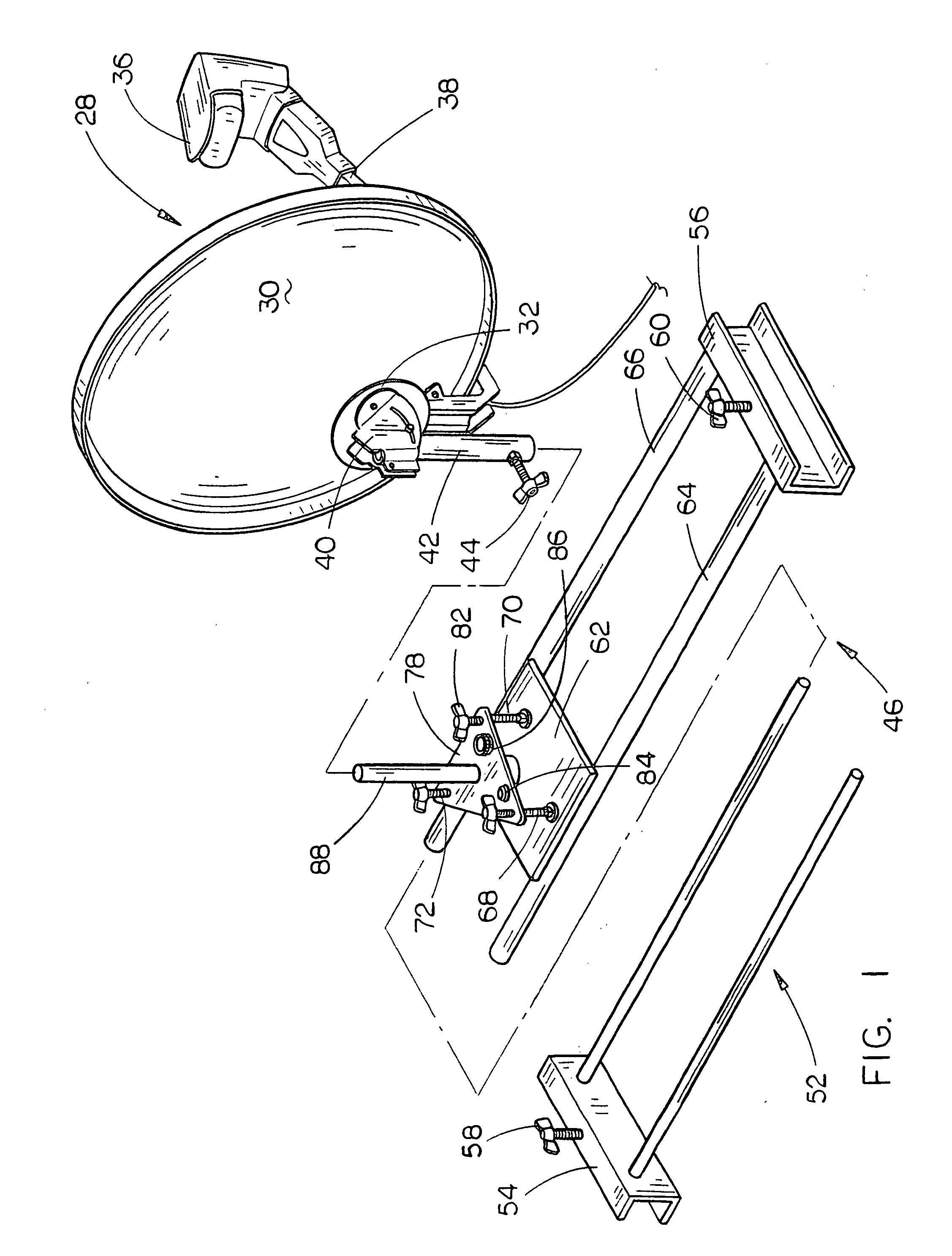 Means for mounting a portable satellite antenna on a vehicle