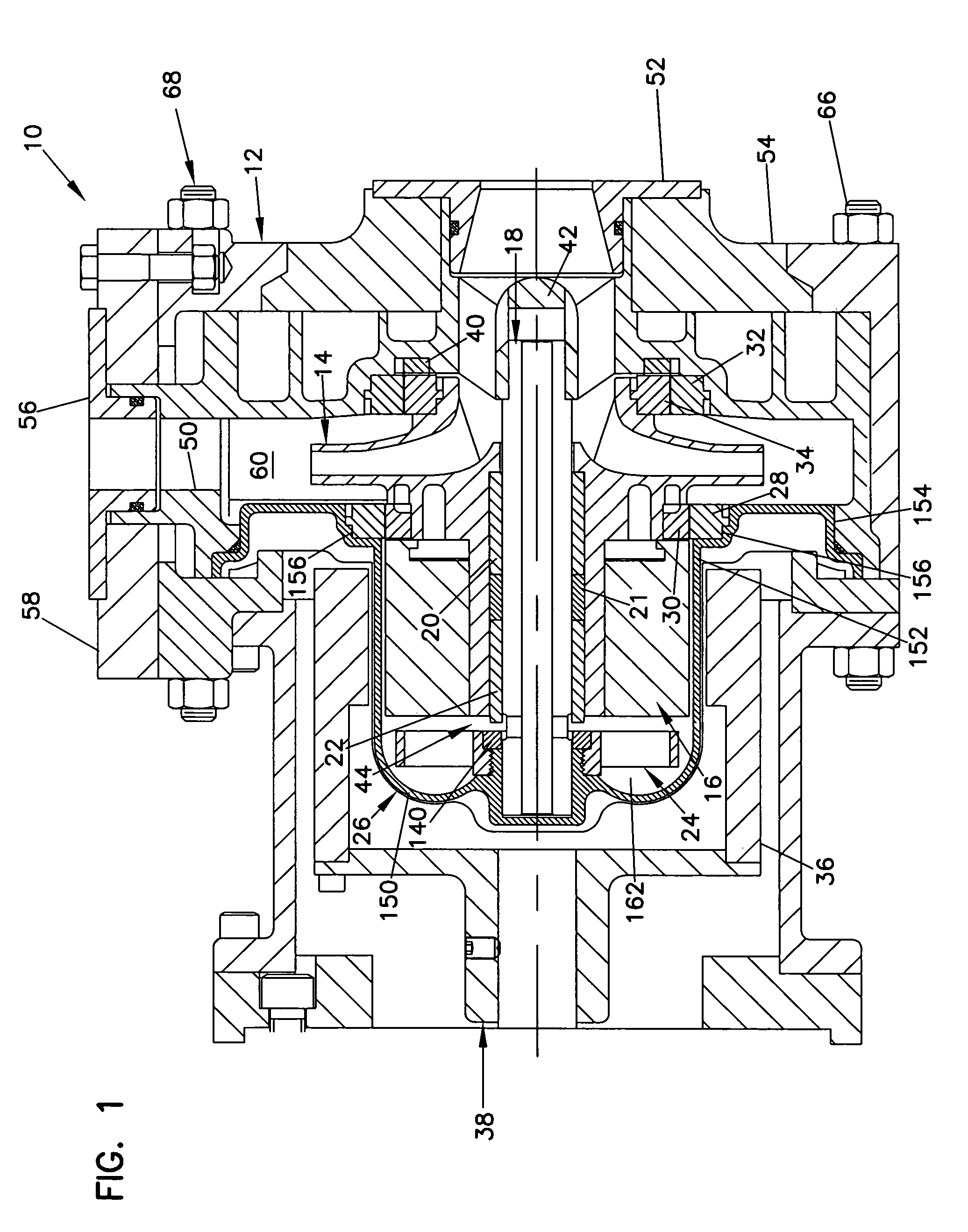 Hydraulic balancing magnetically driven centrifugal pump