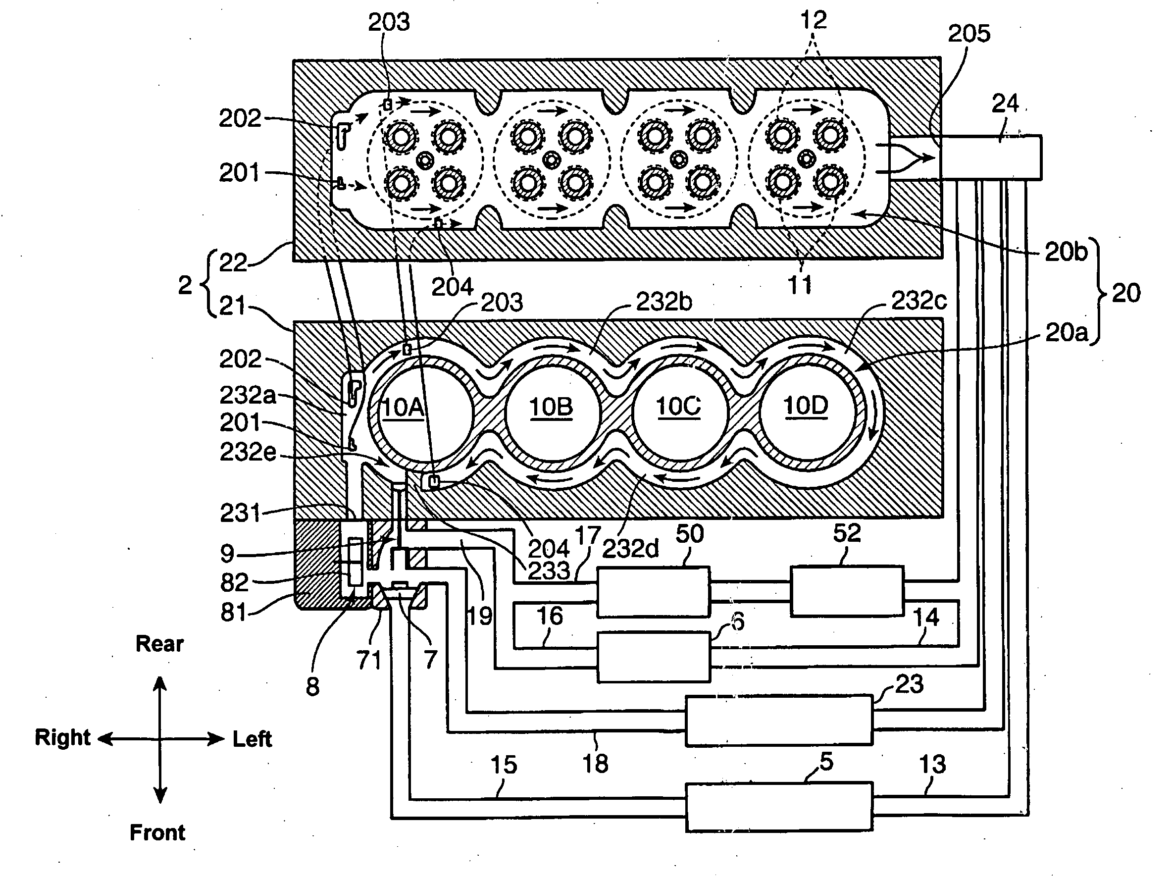 Cooling device of engine