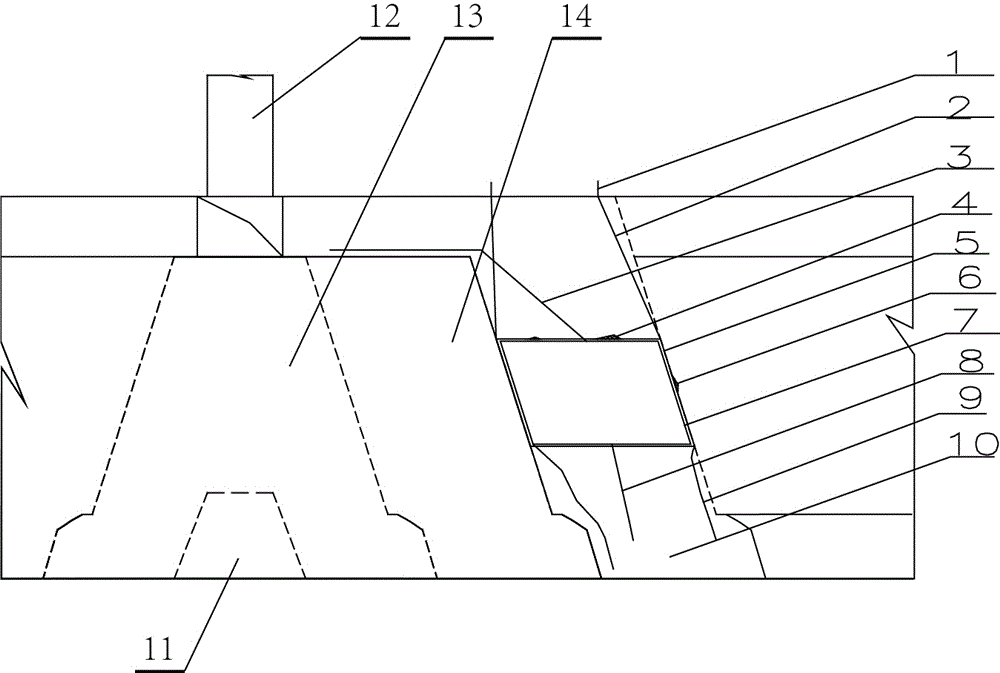 Prevention and control method for falling of pumice at roof and two slopes of stope in medium-long hole mining