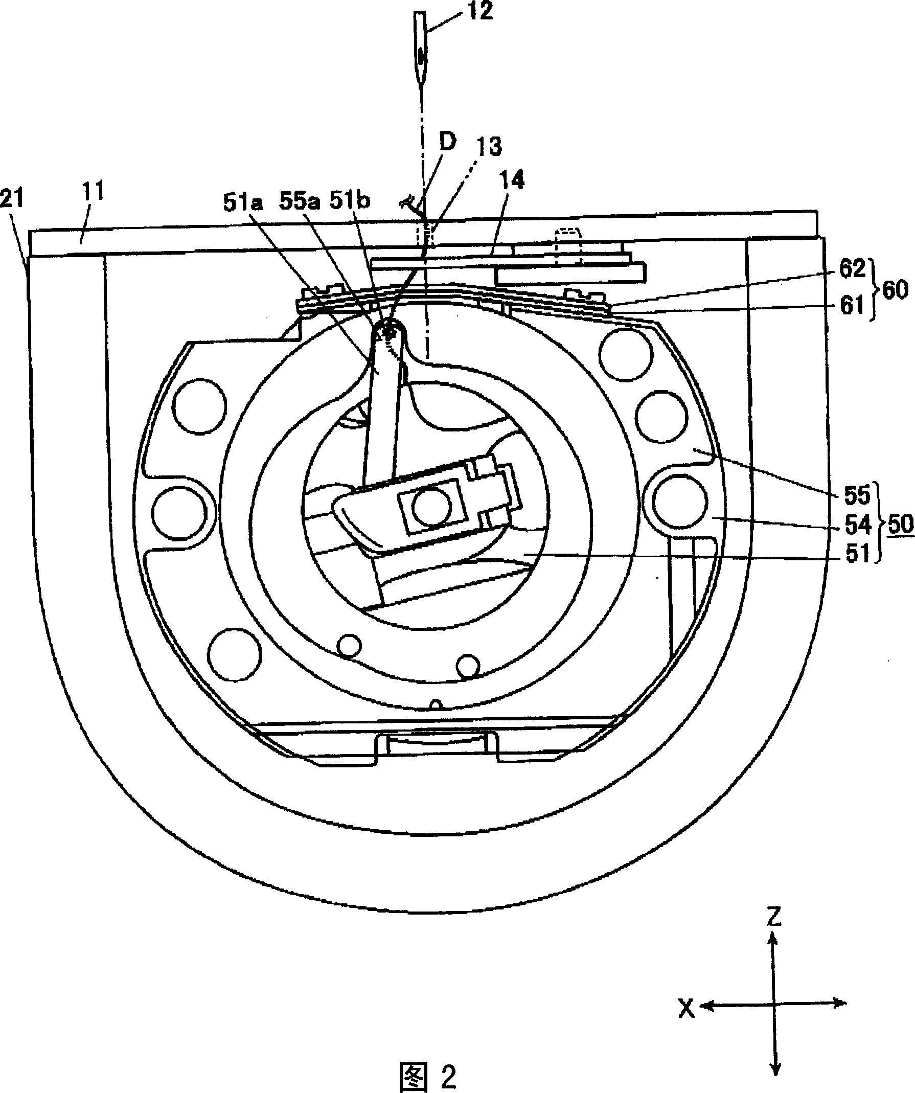 Bobbin thread holding device for seamer