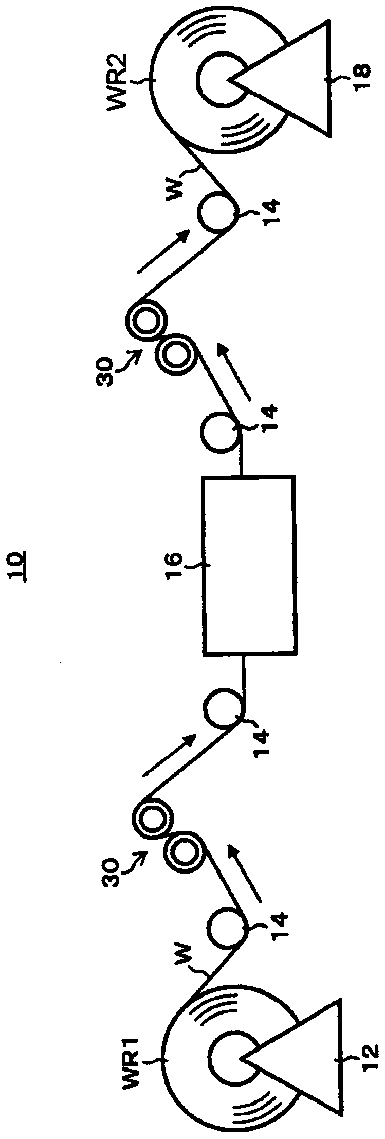 Production method of functional film and web conveying device