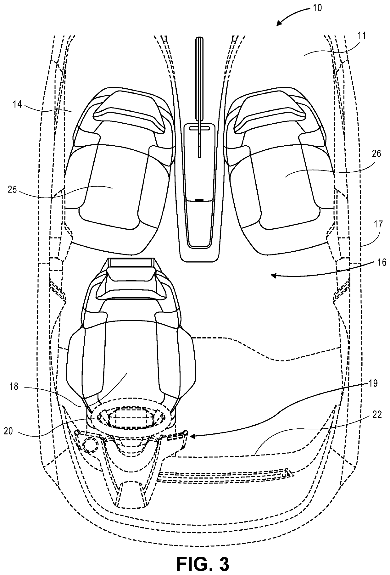 Sliding center module system for vehicle