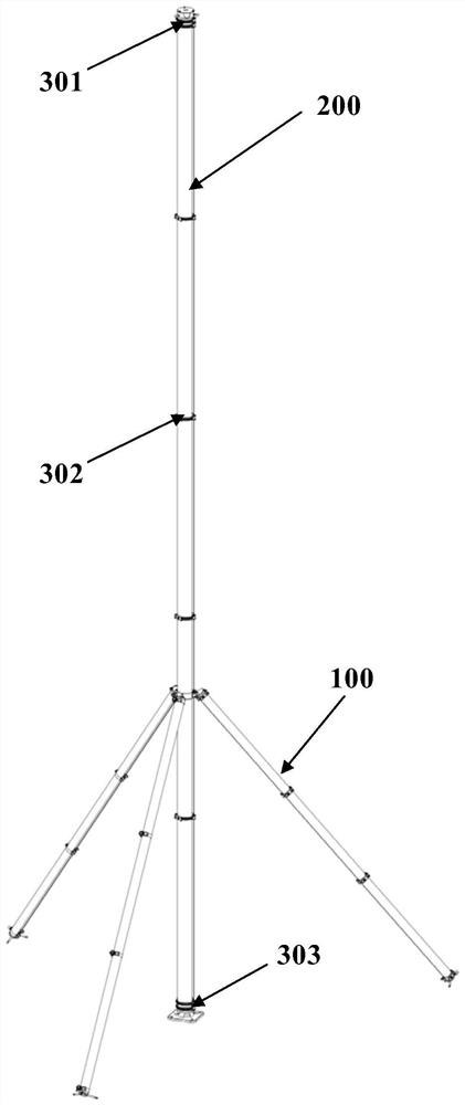 Portable self-stretching light mast