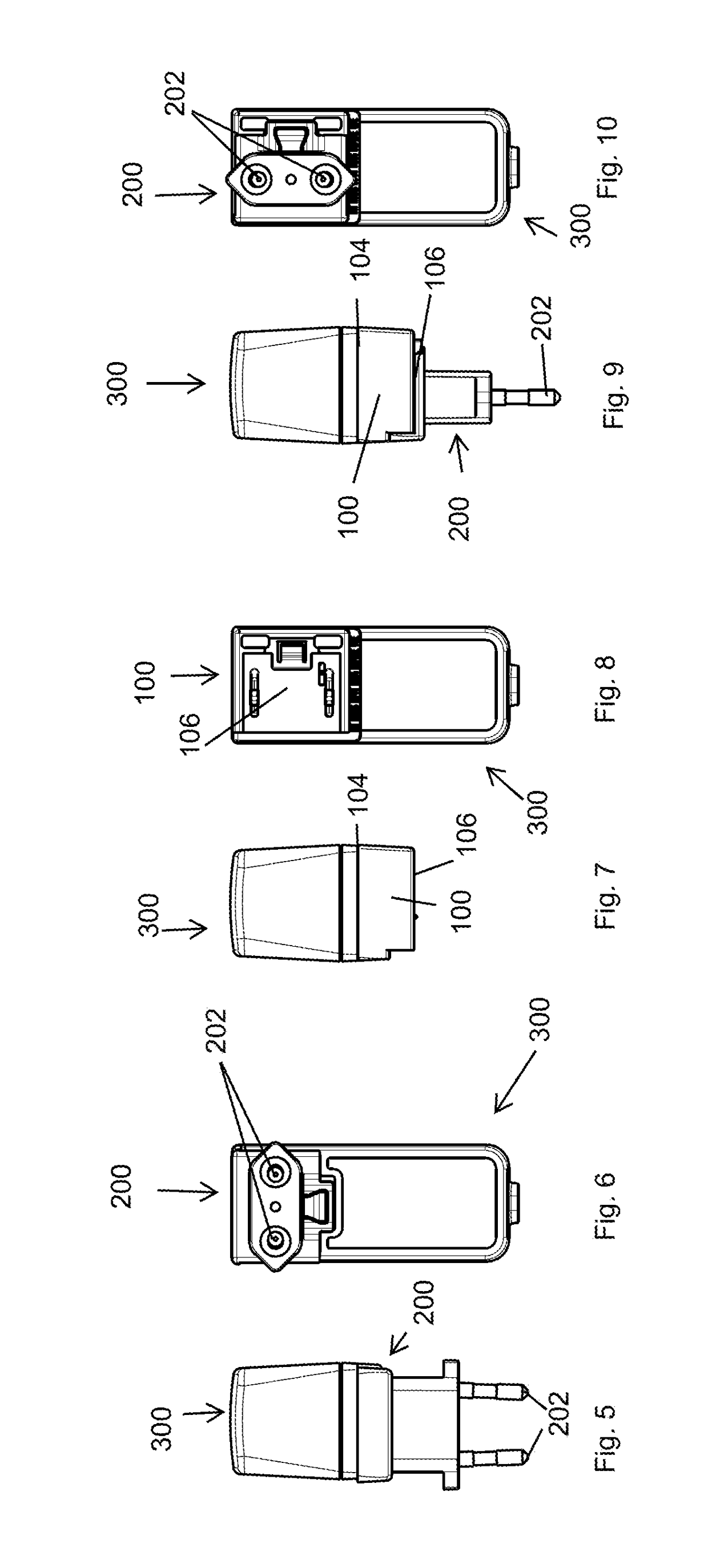 Intermediate adapter for attaching a connector unit to an appliance, and power supply kit