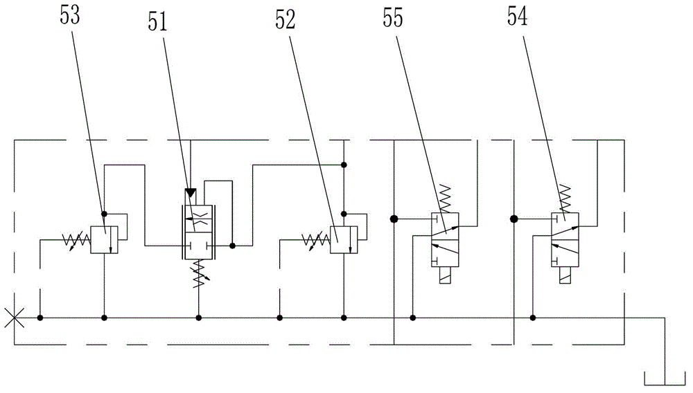 Double-pump hydraulic control loop of key drilling action of cutting drill rig