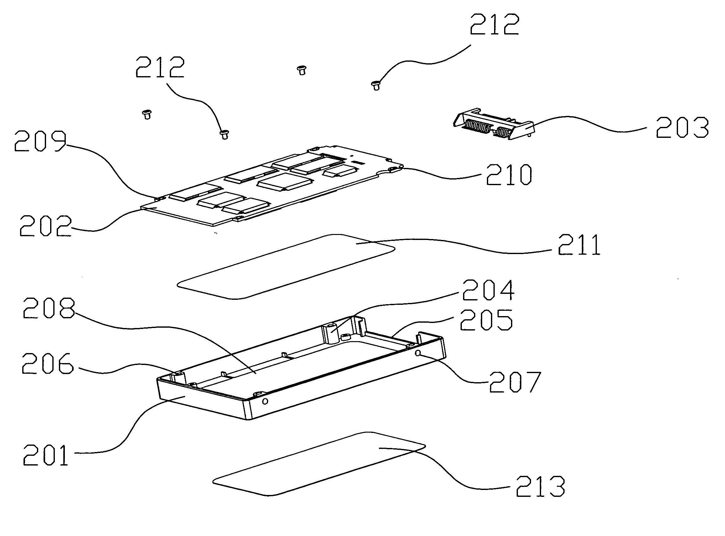 Solid state drive with coverless casing